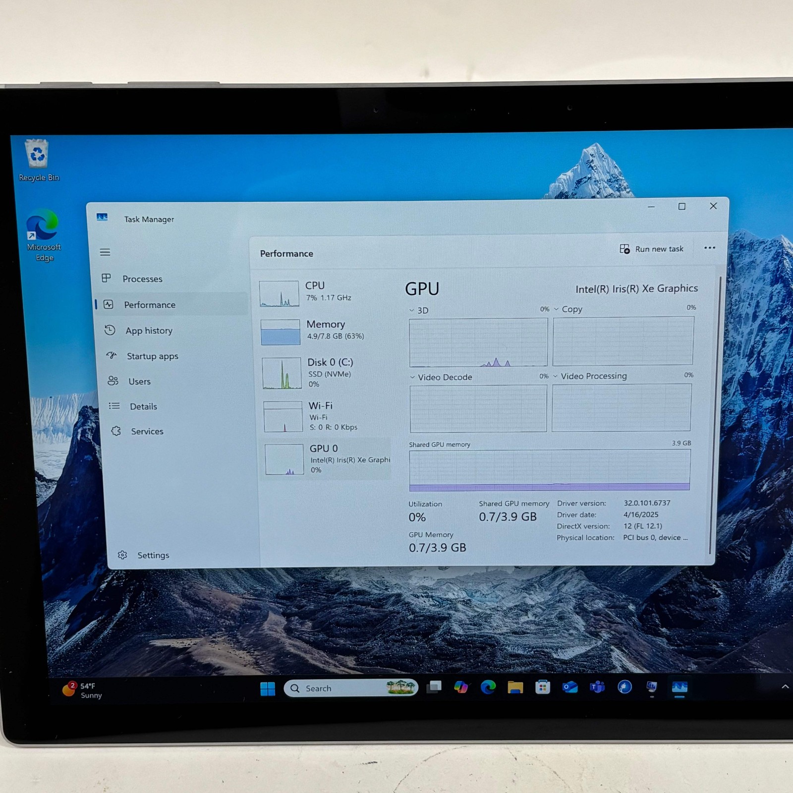 Microsoft Surface Pro 7+ 1960 12.3″ i5-1135G7 2.4GHz 8GB RAM 128GB SSD