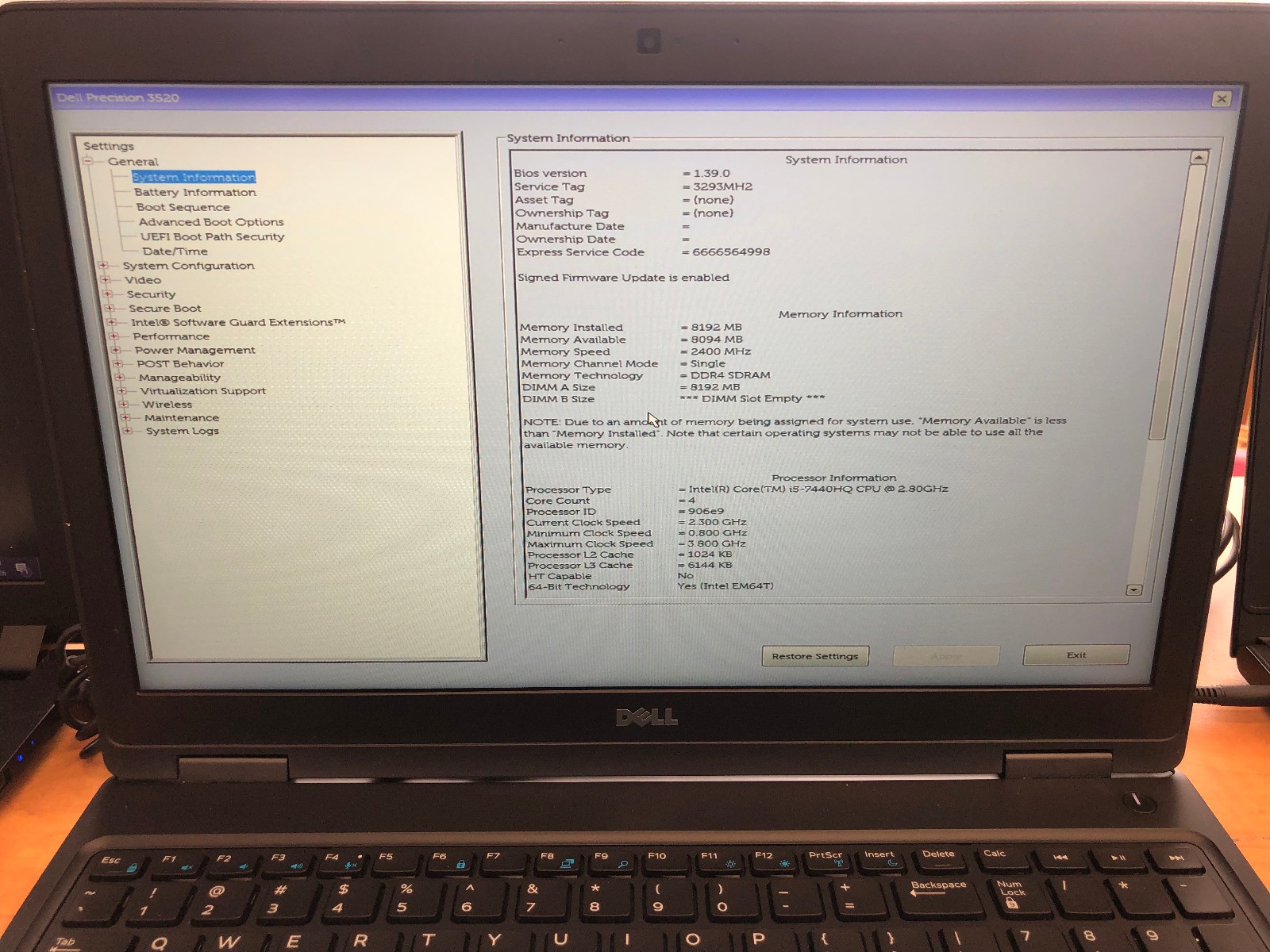 Dell Precision 3520 15.6″ Laptop w/ i5-7440HQ 2.8GHz CPU 8GB RAM 256GB SSD