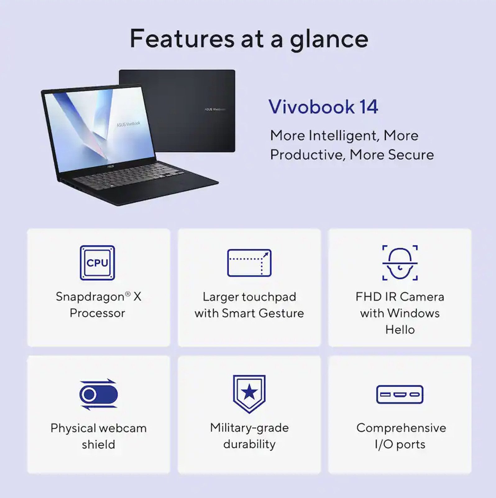 ASUS Vivobook 14″ 1920×1200 Snapdragon X X1-26-100 16GB 512GB SSD Windows 11 Pro