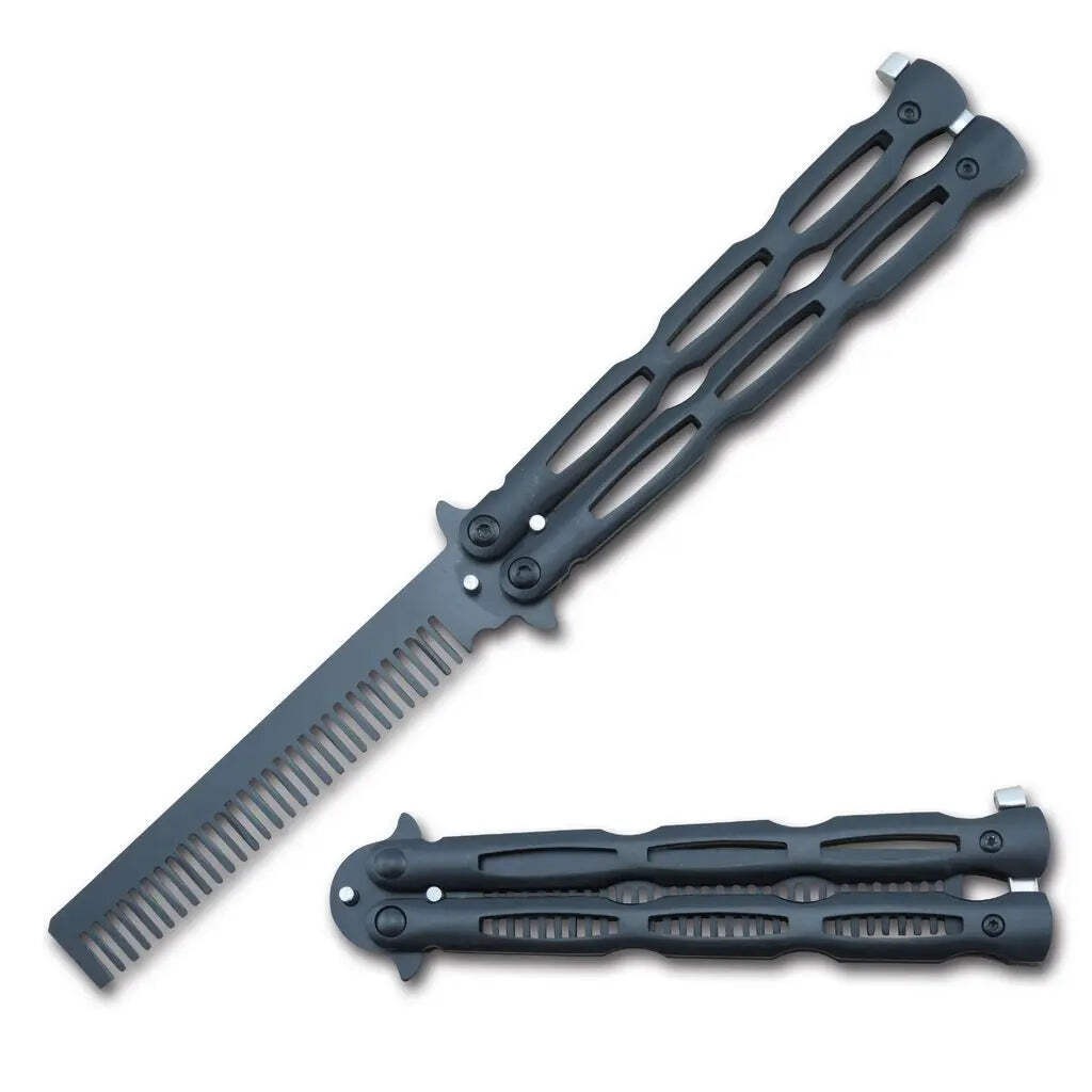 8.5″ Butterfly Comb Steel Flat Black Vented Handles