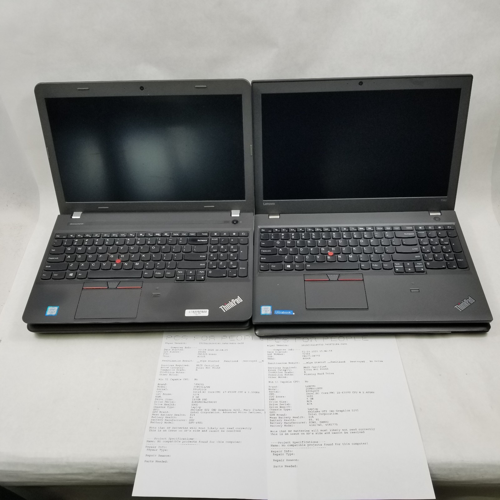 Lot of 6 Lenovo ThinkPad IdeaPad Laptops Mixed Model and Specs *See Description*