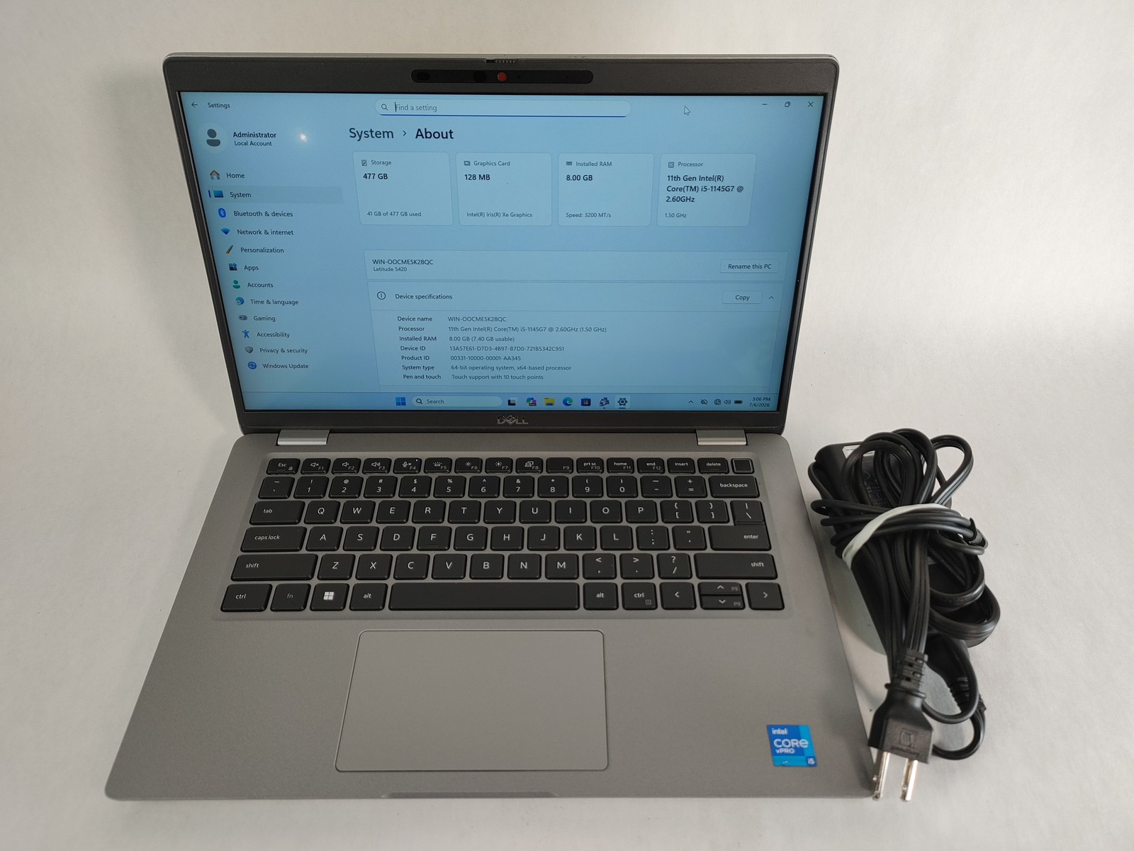 Dell Latitude 5420 Core i5-1145G7 2.60 GHz 8 GB DDR4 512 GB NVMe Windows 11 Pro