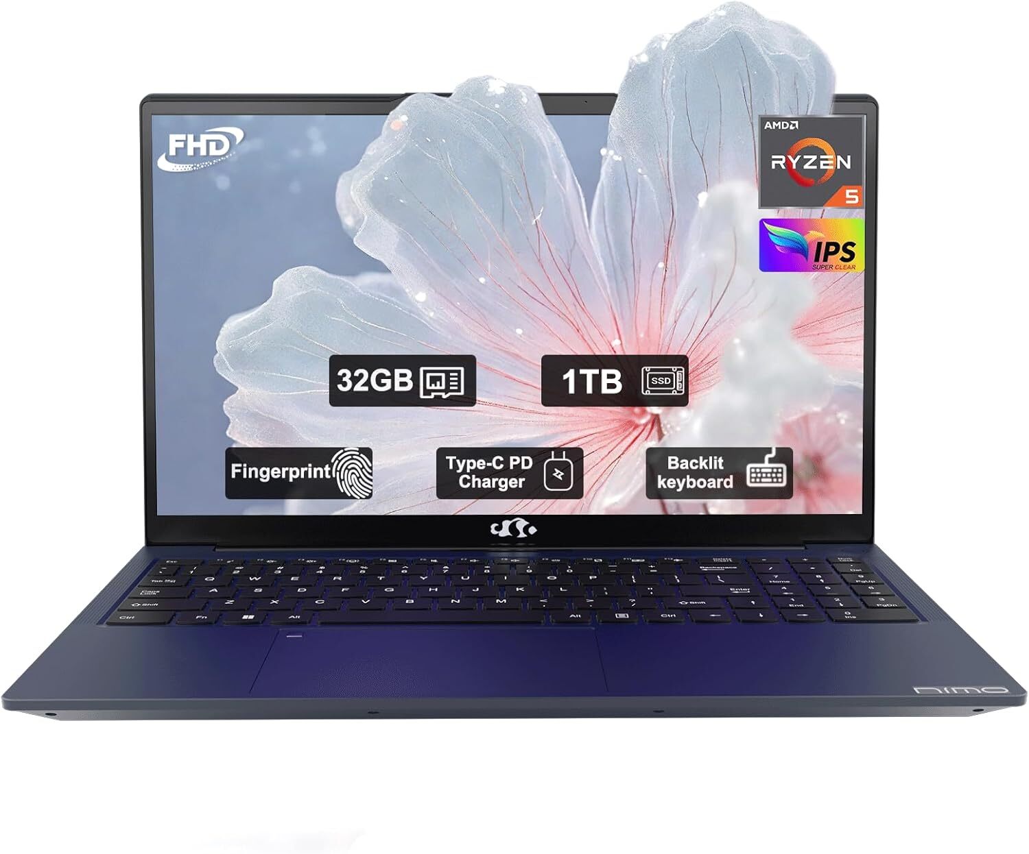NIMO 15.6 IPS FHD-Laptop 32GB RAM 1TB SSD AMD Ryzen 5 3500U Computer Wi-Fi 5