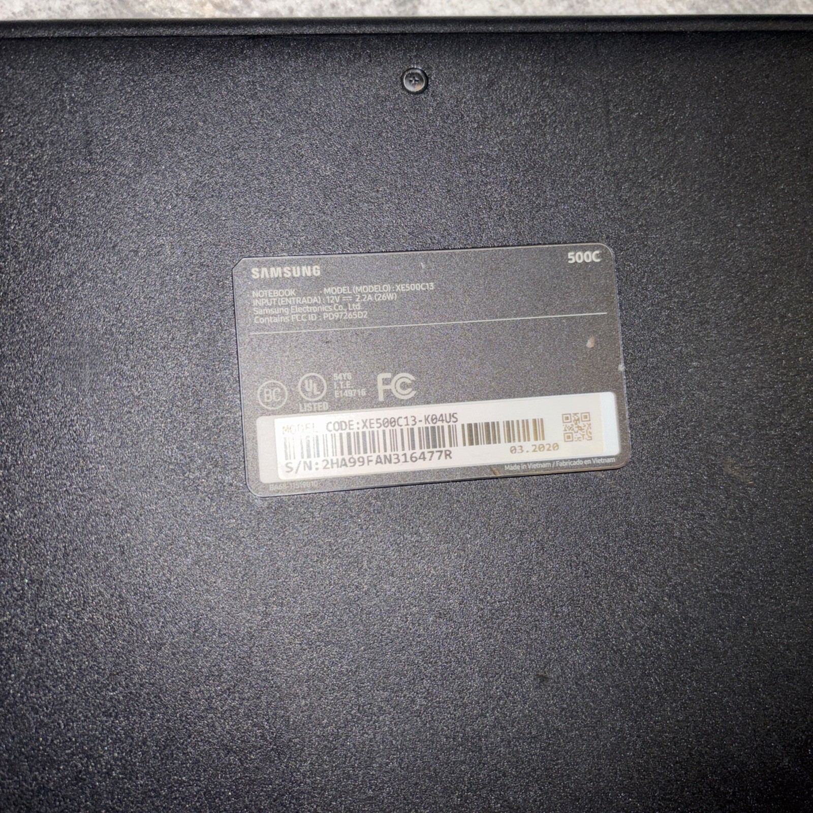 Samsung Chromebook 3 ‎XE500C13-K01US 11.6” (16GB SSD Intel Celeron N3050