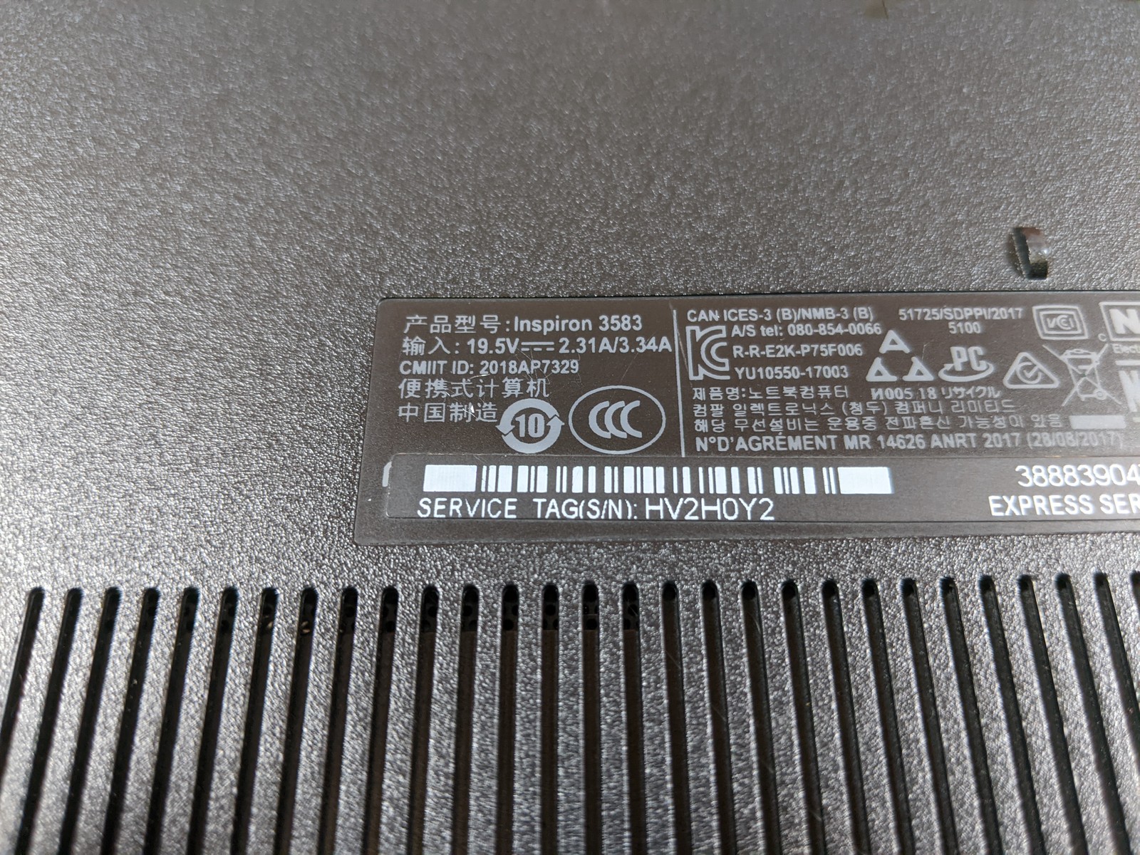 Dell INSPIRON 3583 I5-8265U 1.60GHz Motherboard Battery LA-G721P VFMW4 0VFMW4