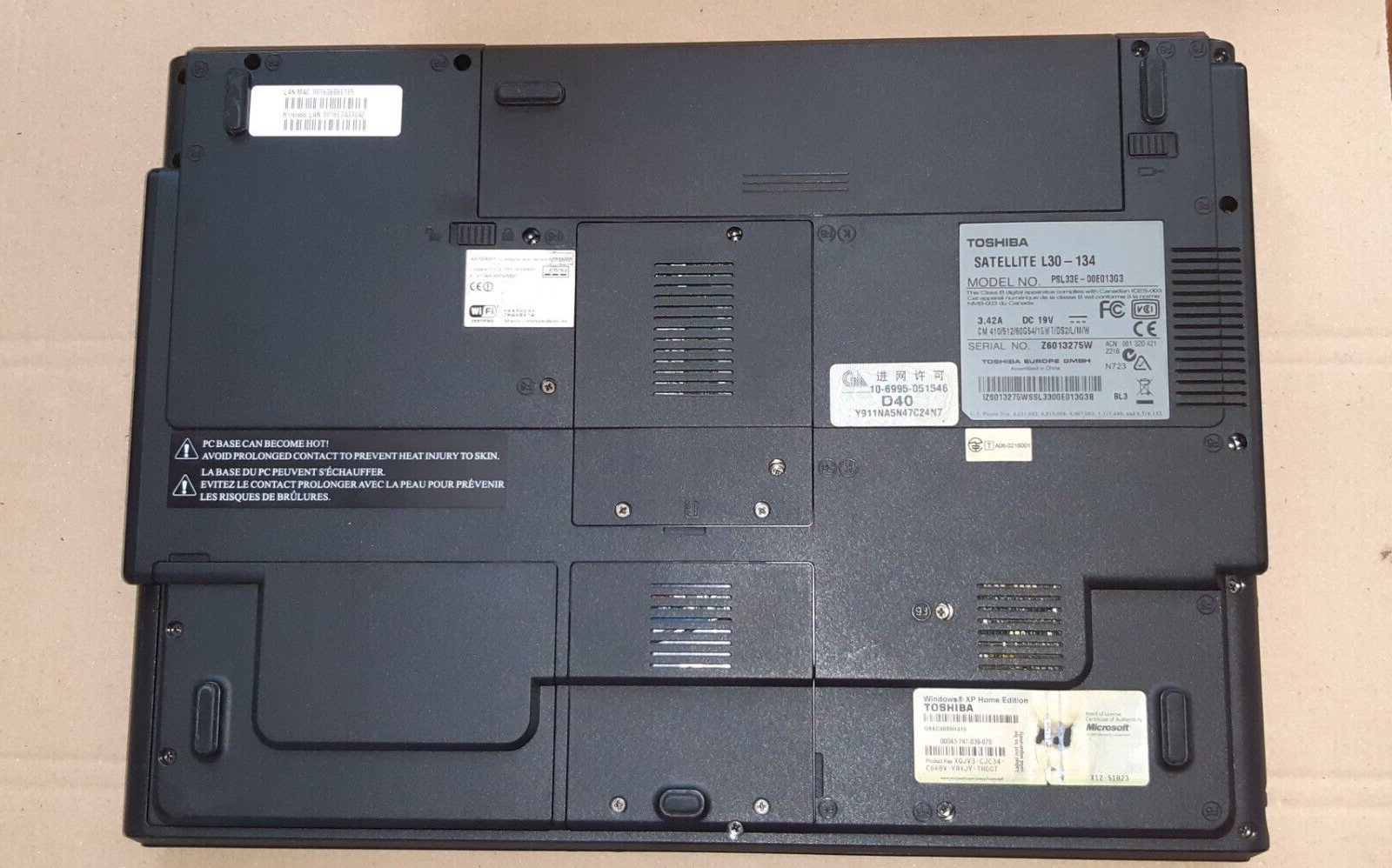 Toshiba Satellite l30-134 Celeron® M CPU 410 1.46 GHz 1.5GB RAM, 120 GB HDD Win7