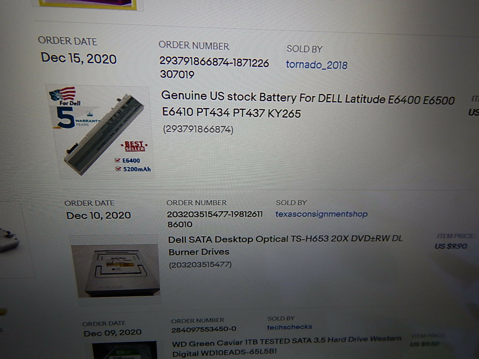 Dell Latitude E6410 M540 w/W10H(240GBSSD) switches to W7P (inDriveBay250GBSATA)