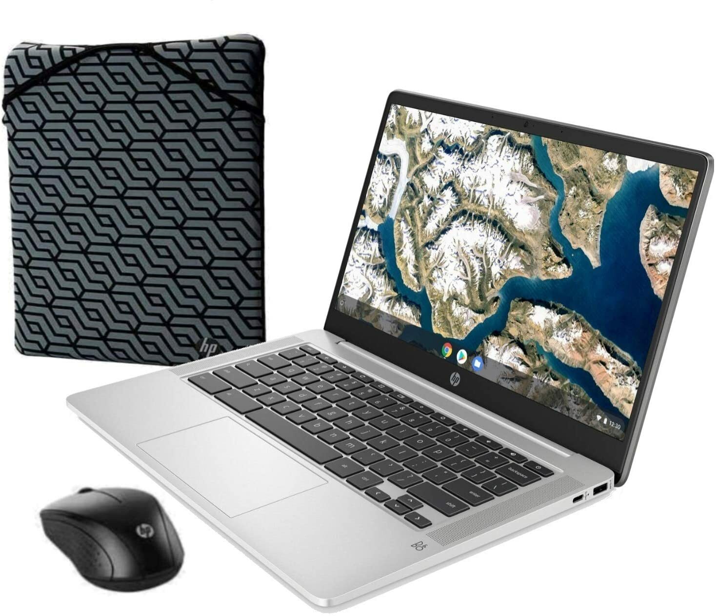 HP 14″ Chromebook FHD IPS N4000 4GB 64GB 14a-na0023 Laptop Sleeve & Mouse Bundle