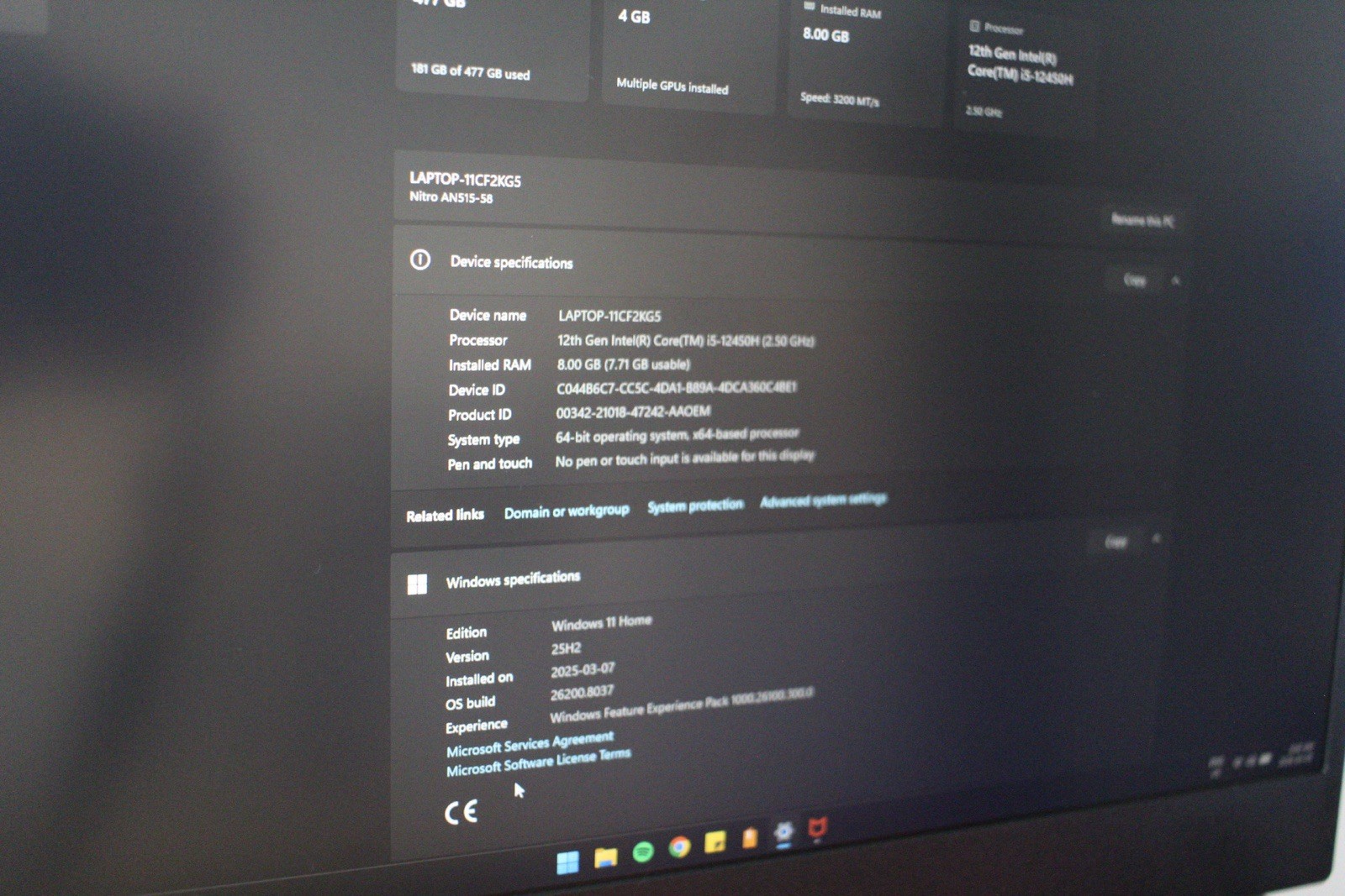 Acer Nitro 5 AN515-58 15.6″ (512GB SSD, Intel Core i5 12th Gen., 4.50 GHz, 16GB,