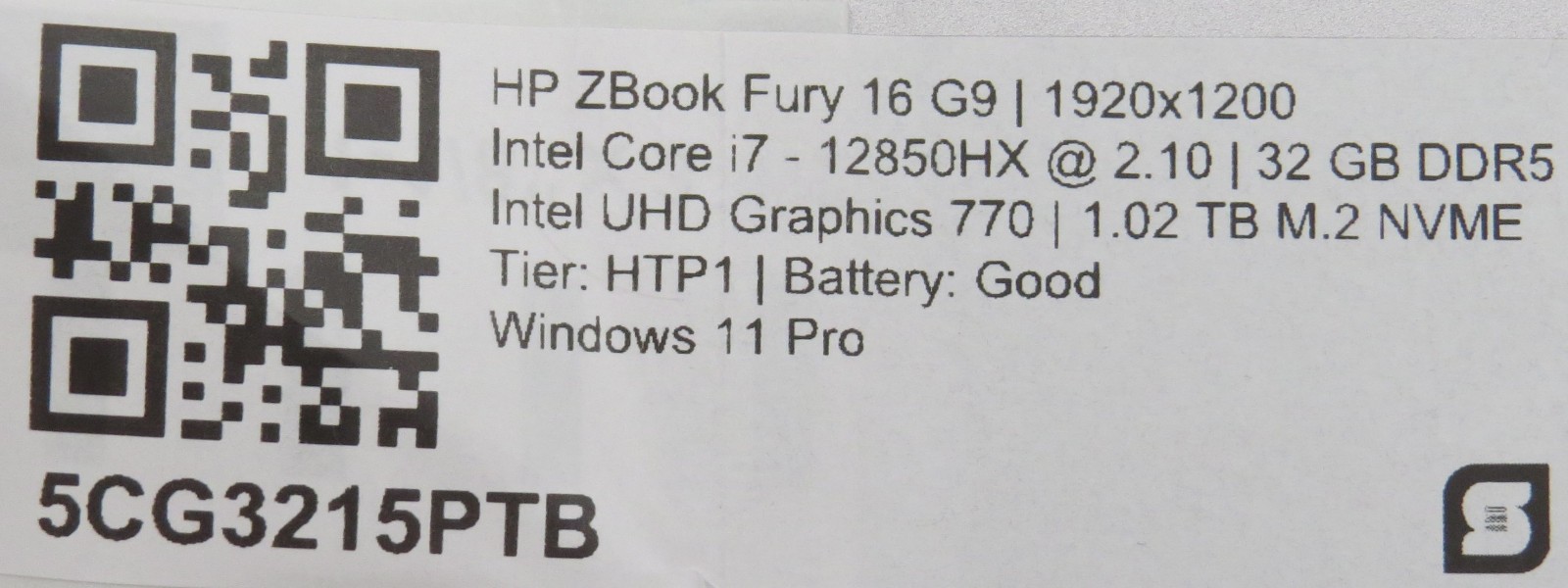 HP ZBook Fury G9 | I7-12850HX | 32GB DDR5 | 1TB m2 NVME | RTX A2000 | Win 11 Pro