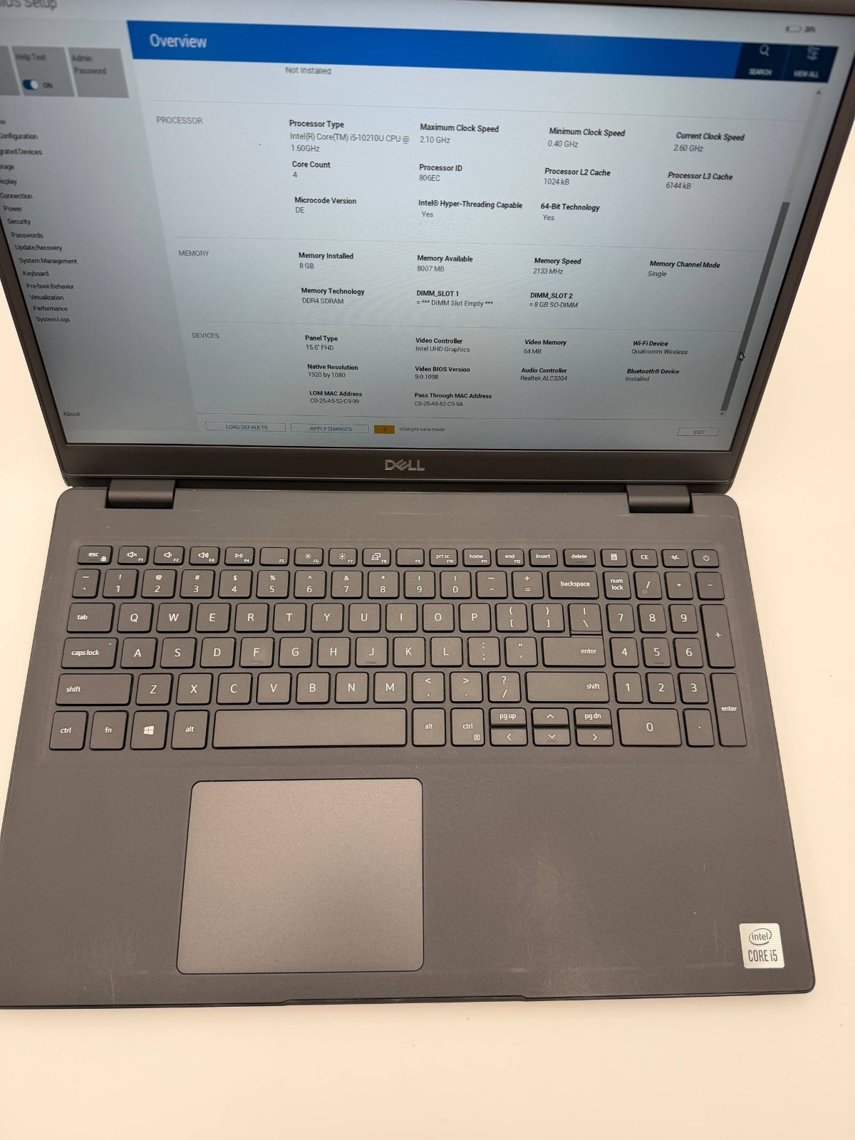 Dell Latitude 3510 15.6″ FHD Intel core i5-10210U 8GB DDR4 No SSD/ OS/ Adapter