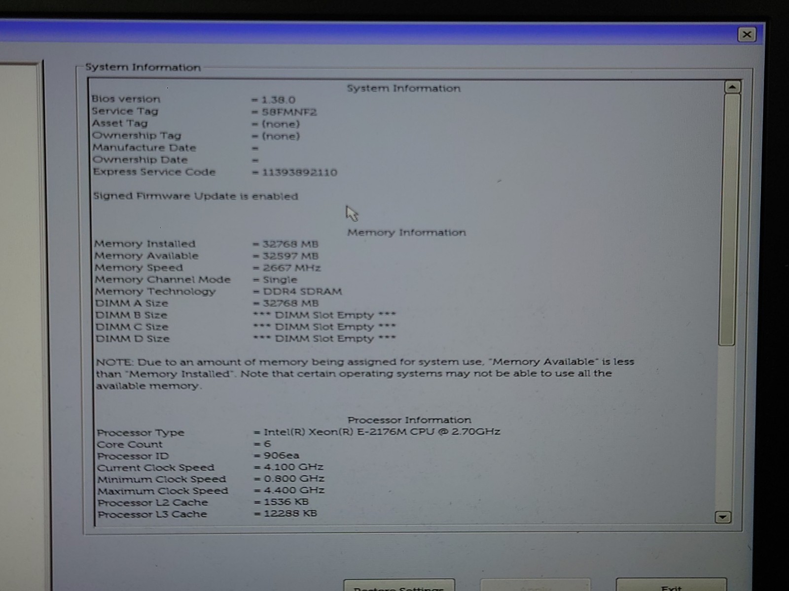 Dell Precision 7530 15.6″ FHD E-2176M 32GB RAM 256GB SSD Quadro P3200 No OS