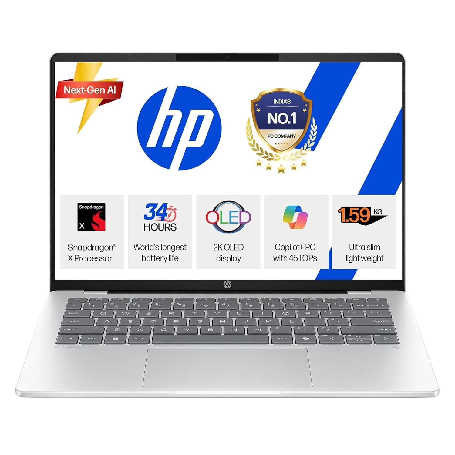 HP Smartchoice Omnibook 5 OLED| Snapdragon X Processor 45 Tops