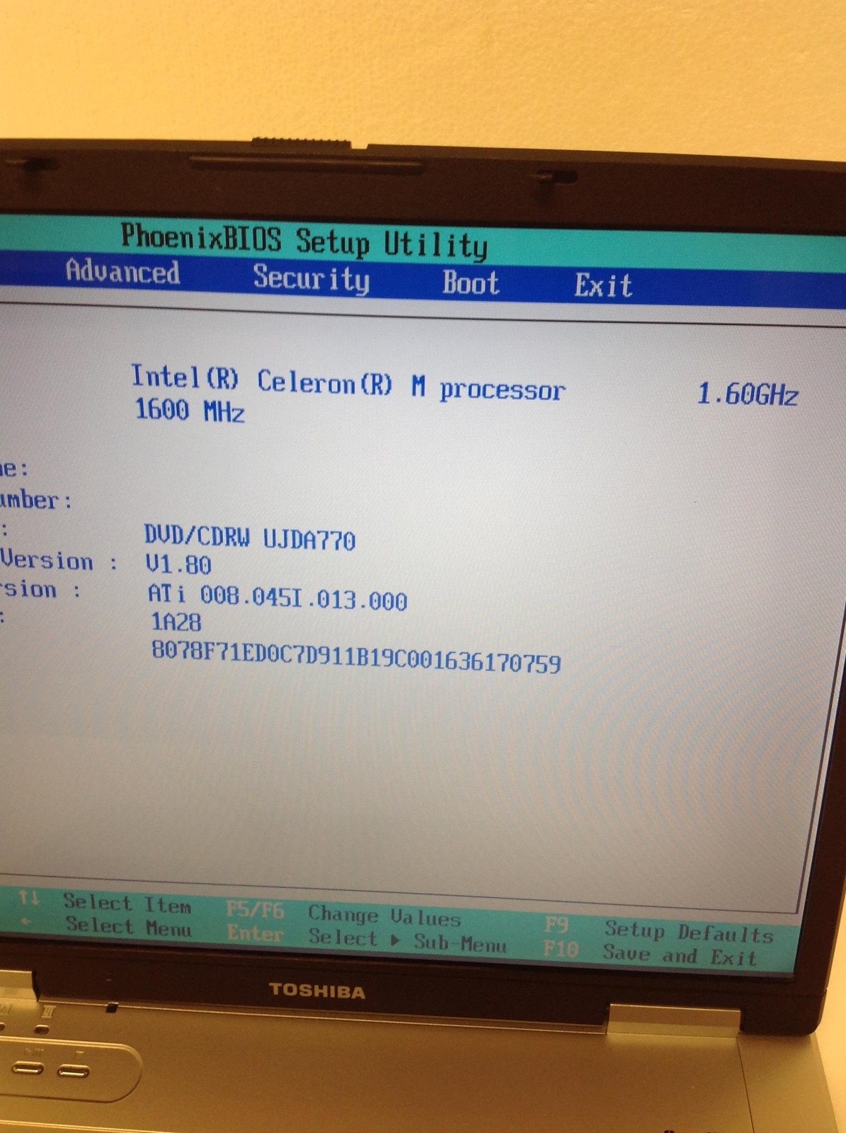 Toshiba Satellite L25-S121 15″ Laptop Intel Celeron M 1.60Ghz w/640KB Ram, No HD