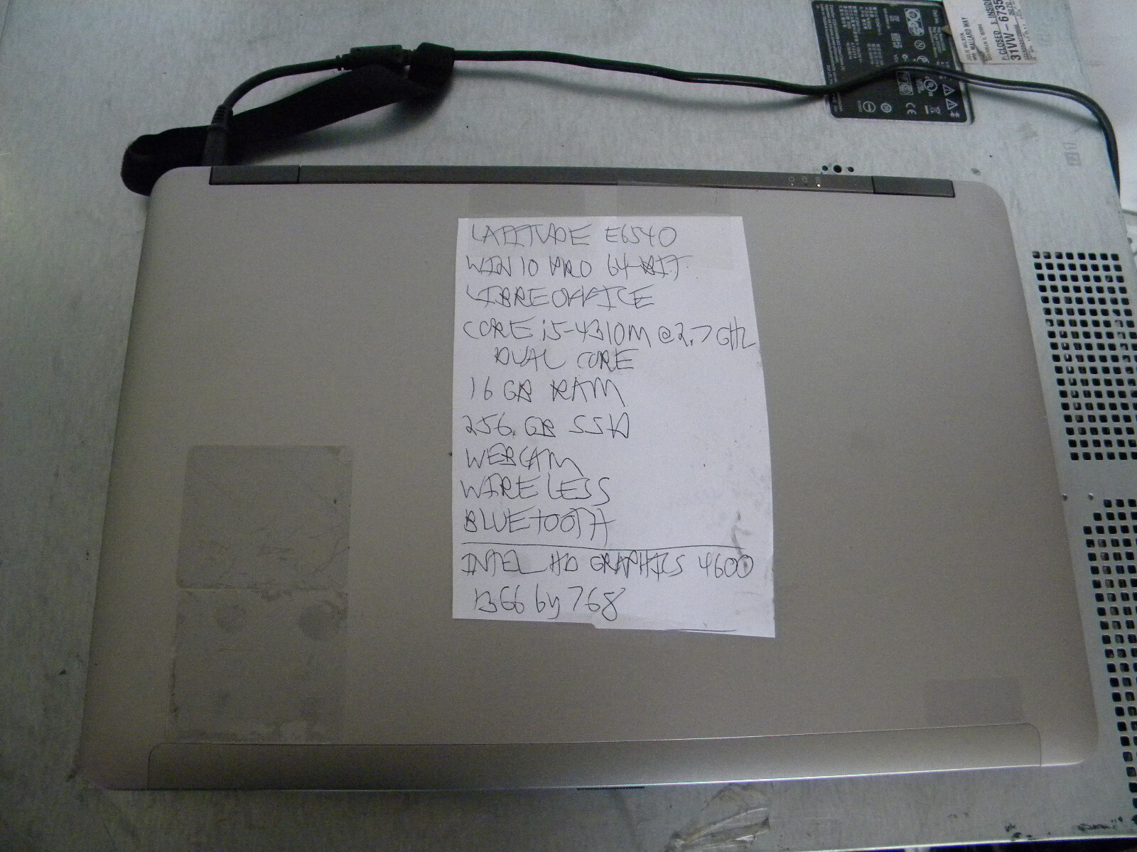 Dell Latitude E6540 i5-4310M 2.7GHz 16GB 256GB SSD Webcam HDMI Win 10P Tested