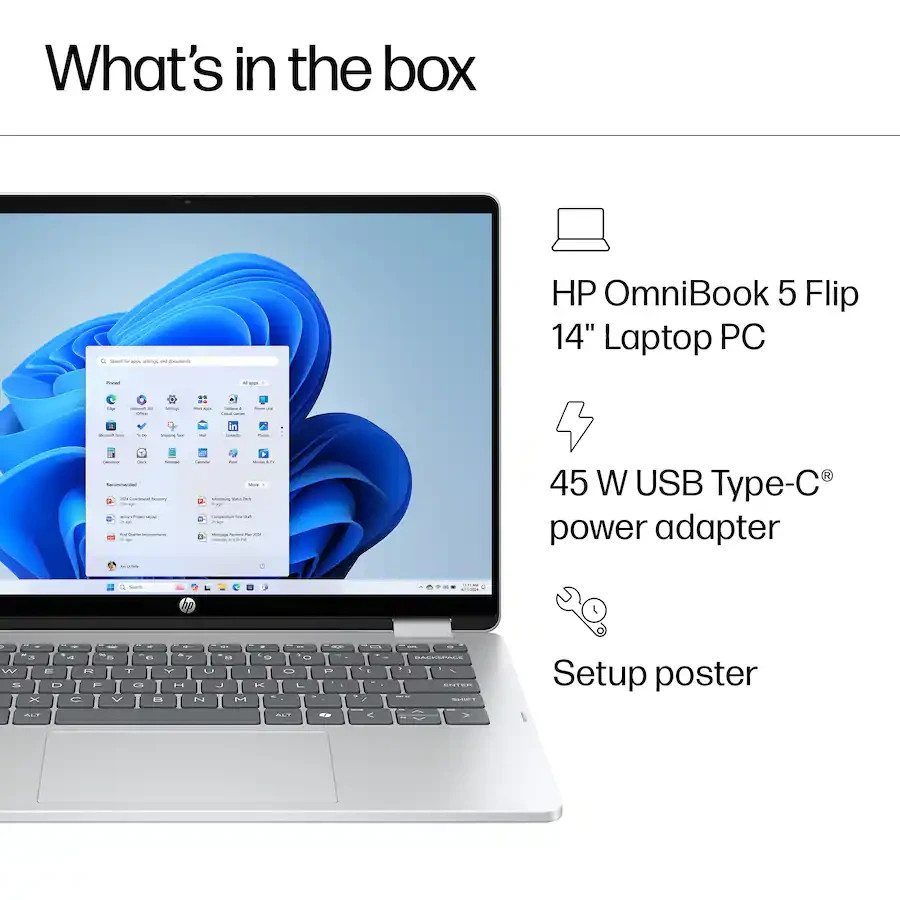HP OmniBook 5 Flip TOUCHSCREEN 14-FP0013DX 14″2K INTEL CORE 5 120U 8GB 512GB SSD