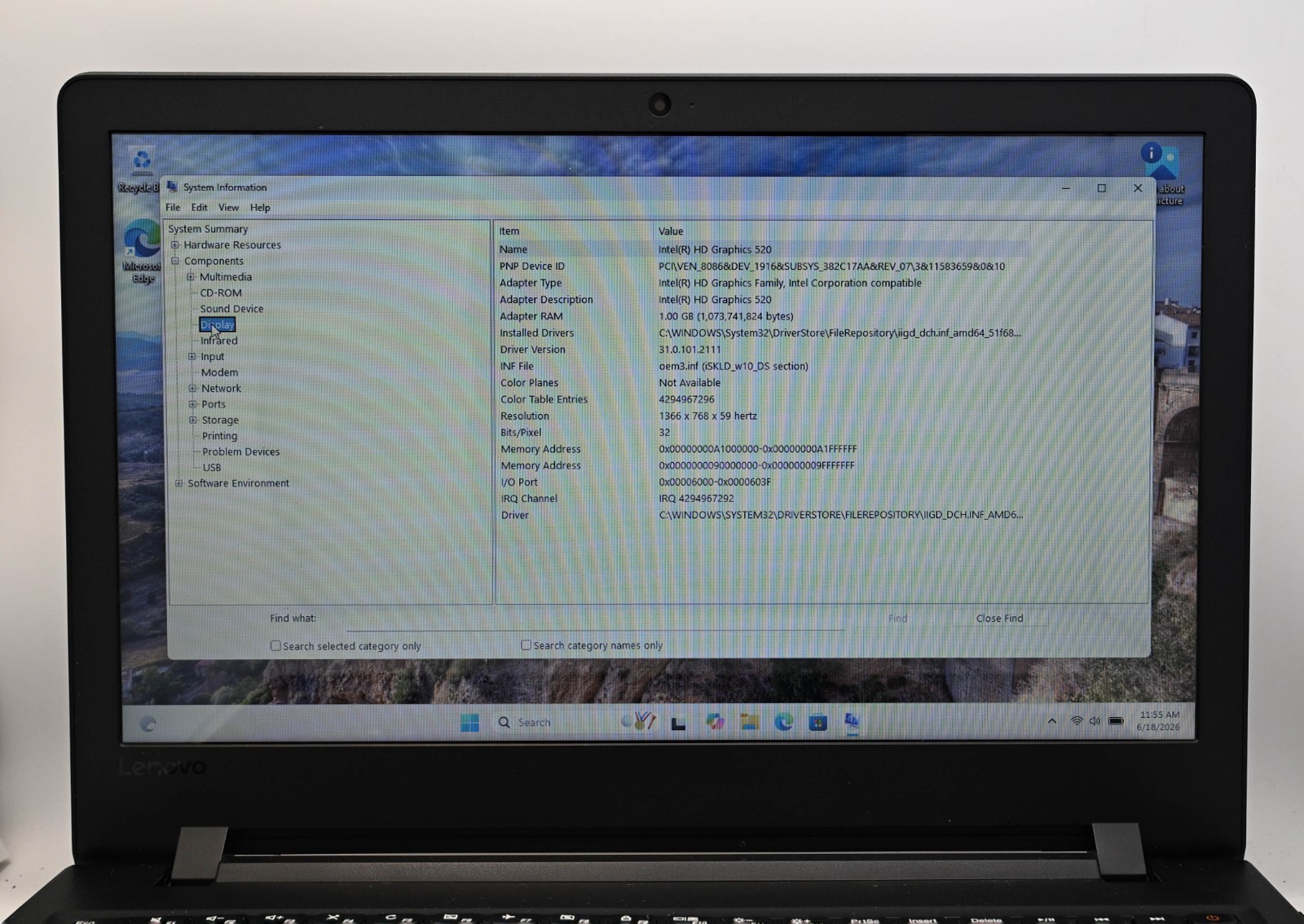Lenovo Idea Pad 110-15ISK i3-6100u 2.3GHz 8GB RAM 256GB SSD Win 11 Home