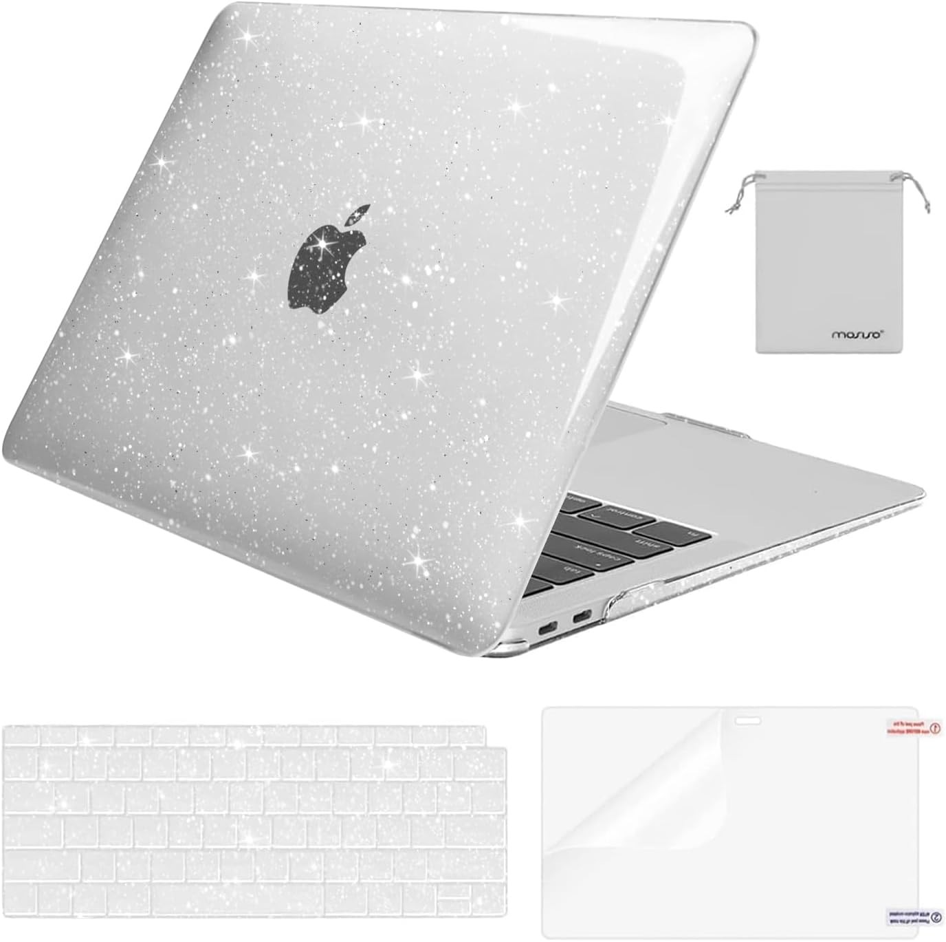 MacBook Air 13 inch Case 2022 2021 2020 2019 2018 A2337 M1 A2179 A1932, Glitter