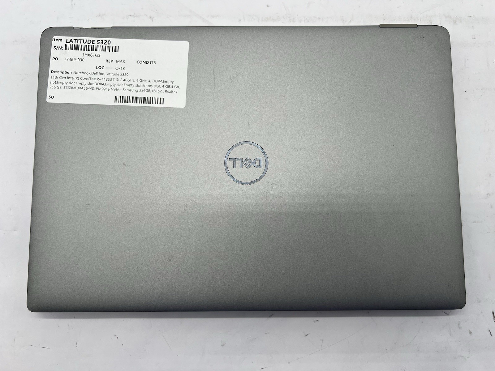 Dell Latitude 5320, i5-1135G7, @ 2.40GHz, 8GB RAM, 256GB NVMe-No OS/Adapter