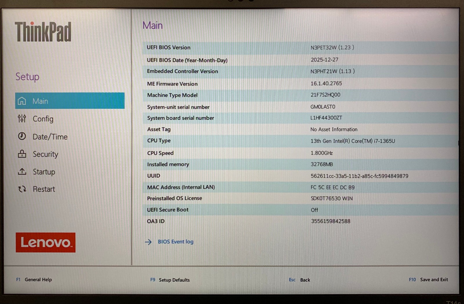 Lenovo ThinkPad T14s Gen 4 14″ Laptop i7-1365U 32GB RAM 512GB NVMe, BIOS Locked