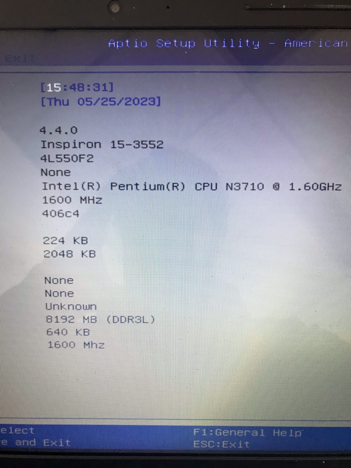 Dell Inspiron 15-3552 Intel Pentium N3710 1.60GHz 8GB 500GB WITH CAMERA