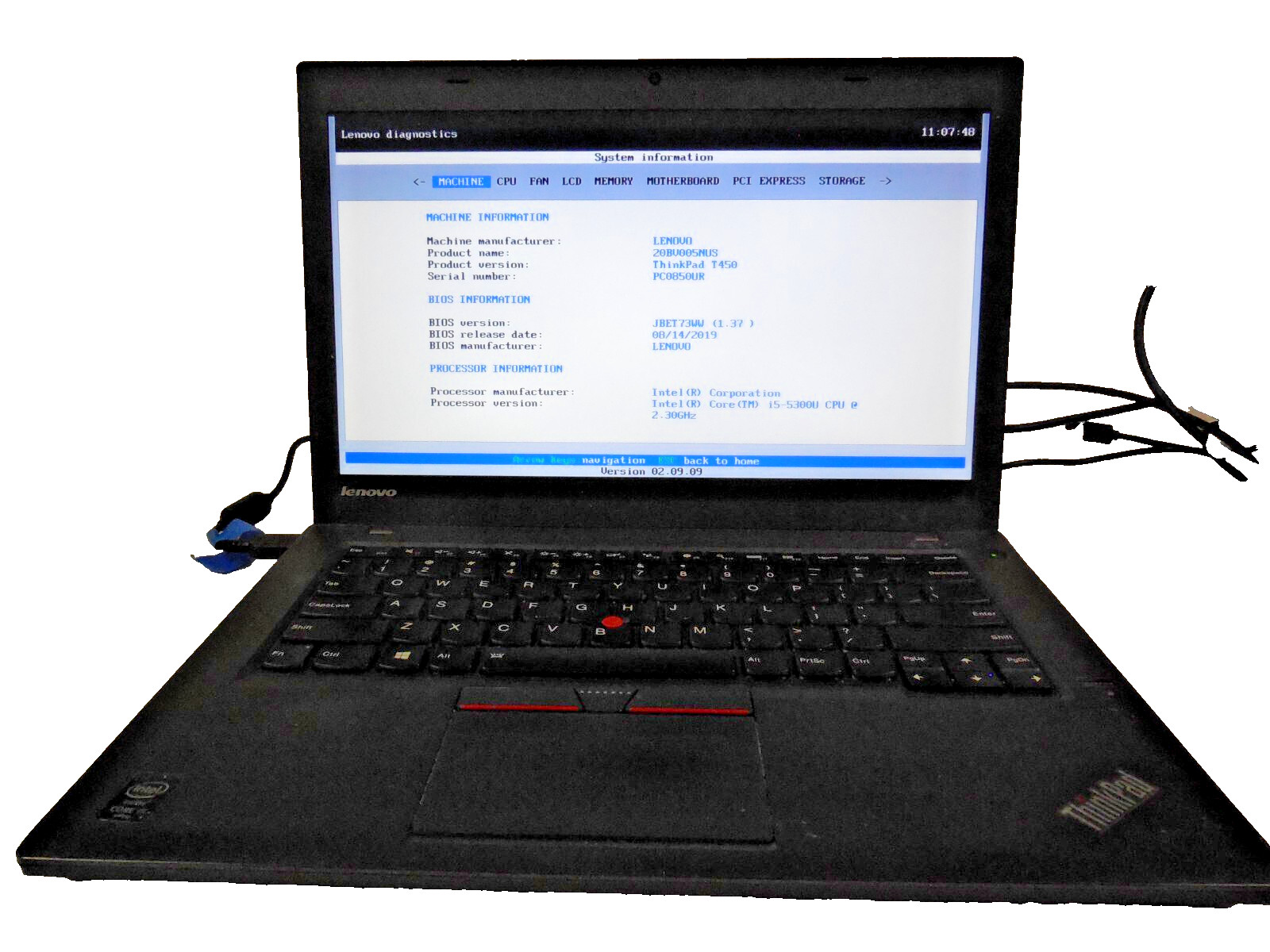 14″ Lenovo ThinkPad T450 Intel Core i5-5300U @ 2.30GHz 8GB RAM 128 GB SSD, NO OS