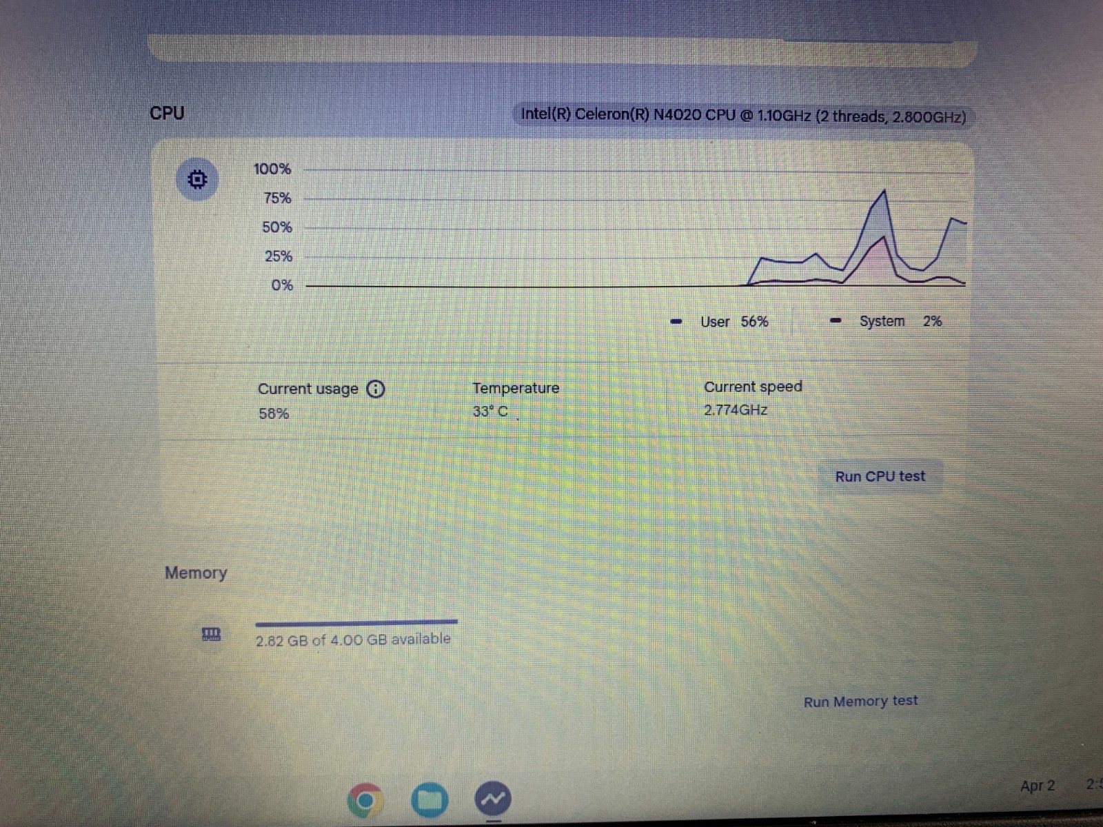 Dell Chromebook 3100, Intel Celeron N4020 1.1GHz, 4GB RAM, 50% Battery, Working
