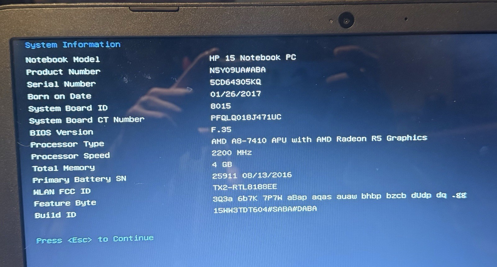HP 15 Notebook 15.6in AMD A8 2.20GHz 4GB Radeon R5 Windows Wi-Fi Webcam