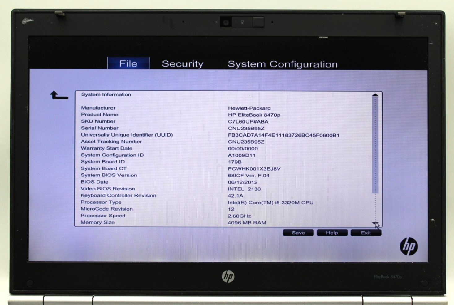 HP Elitebook 8470p i5-3320M@2.6GHz 4GB DDR3 NO STORAGE OR OS *USED/TESTED*