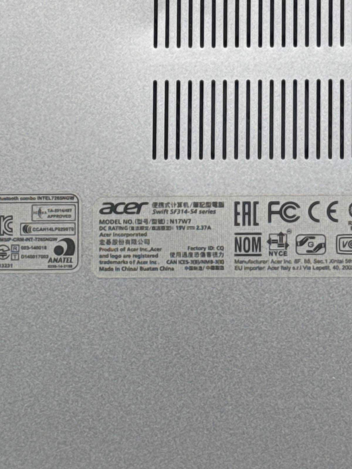 Acer Swift SF314-54 14″ Laptop – Intel Core i3 8th Gen – No Power