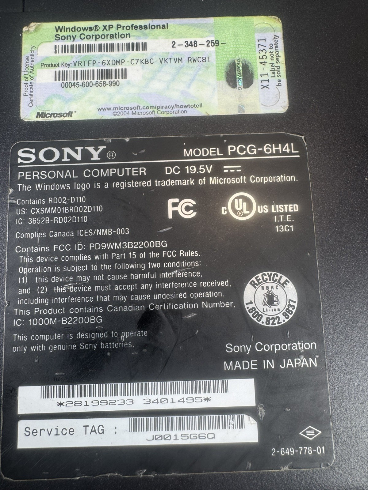 Sony VAIO VGN-S590P Laptop PCG-6H4L For Parts/Repair – No Charger, Missing Keys