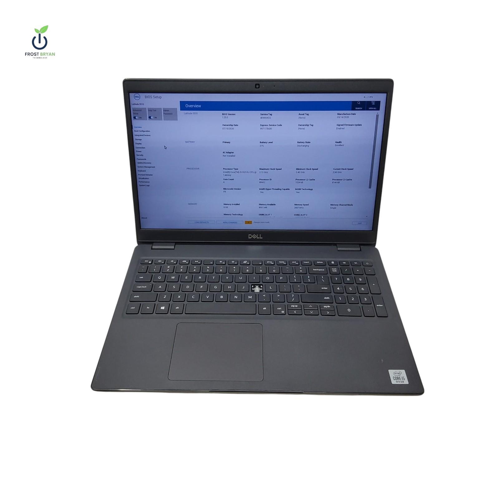 DELL LATITUDE 3510 Laptop i5-10210U@1.60GHz 8GB No SSD/OS Grade D [DEFECTIVE]