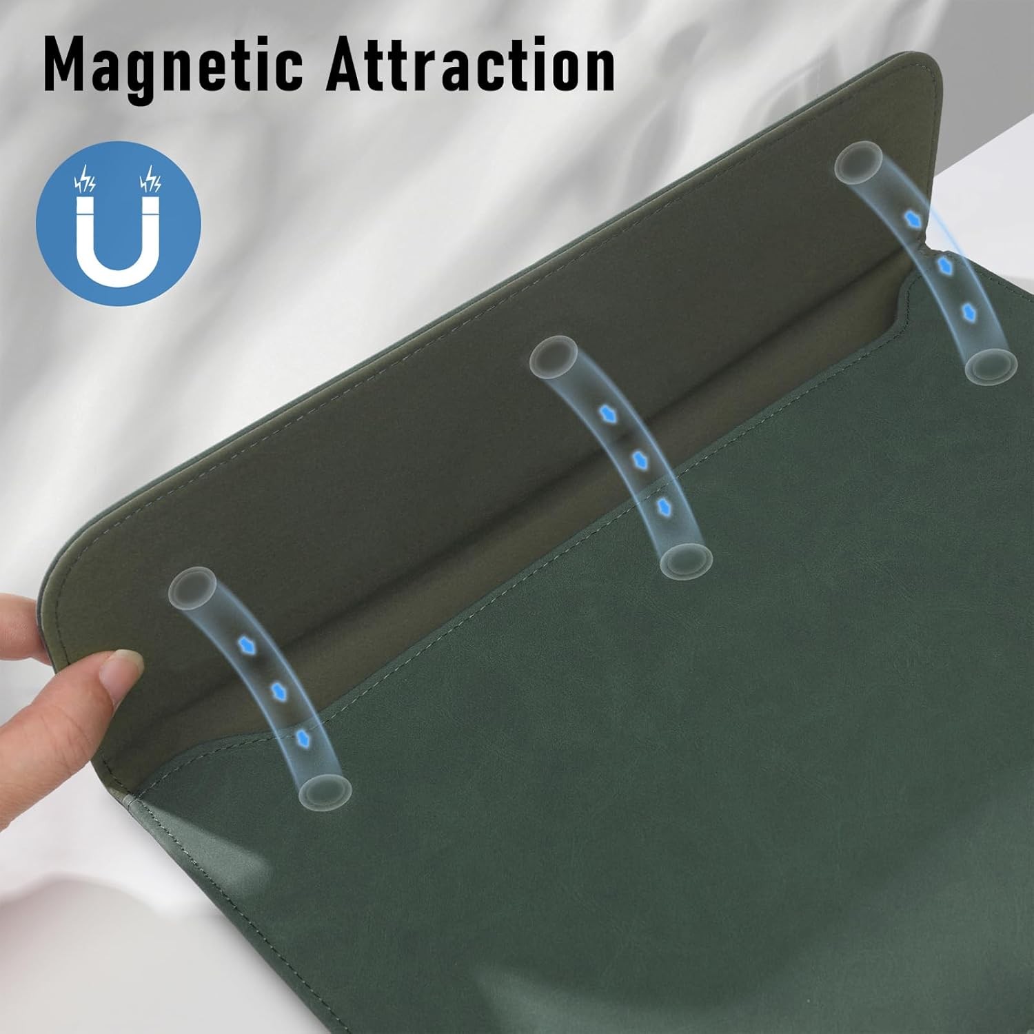 13″ Dark Green Laptop Sleeve for MacBook Air 13, Pro 13, Neo A3404, Waterproof C