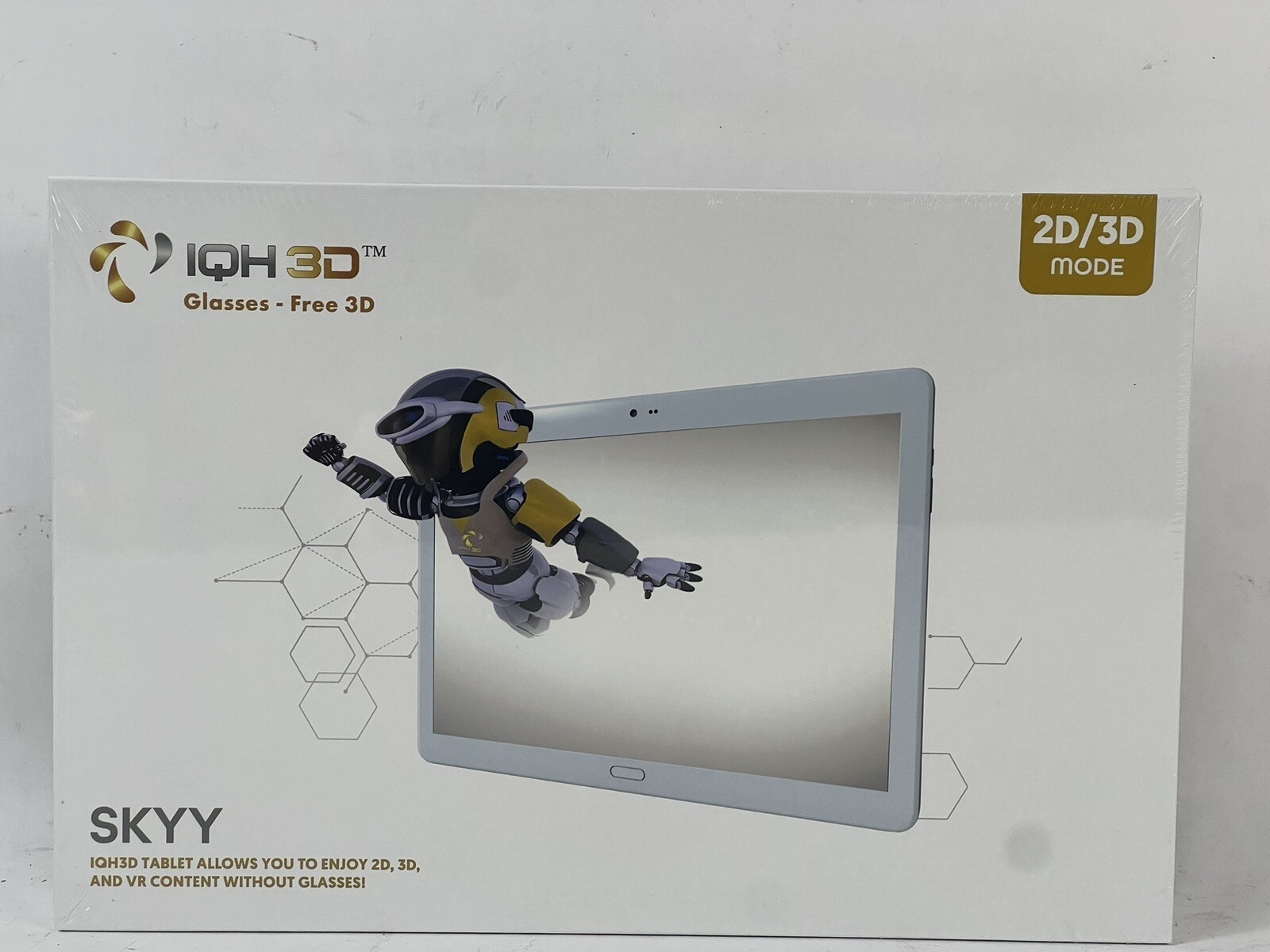 IQH3D Skyy Tablet 128GB Storage Gold Color Android 8.0 No Glasses 3D New Sealed