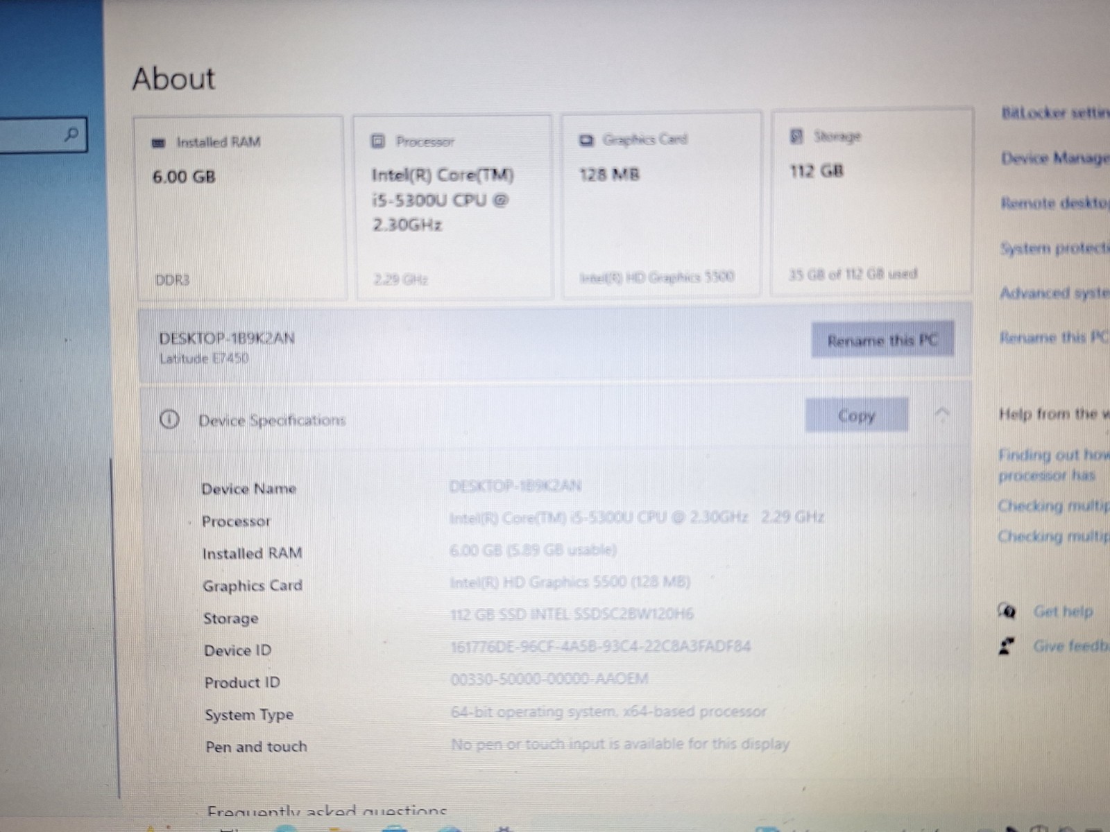 Dell Latitude E7450 i5 SSD DDR3 WINDOWS 10 PRO LAPTOP PC USED