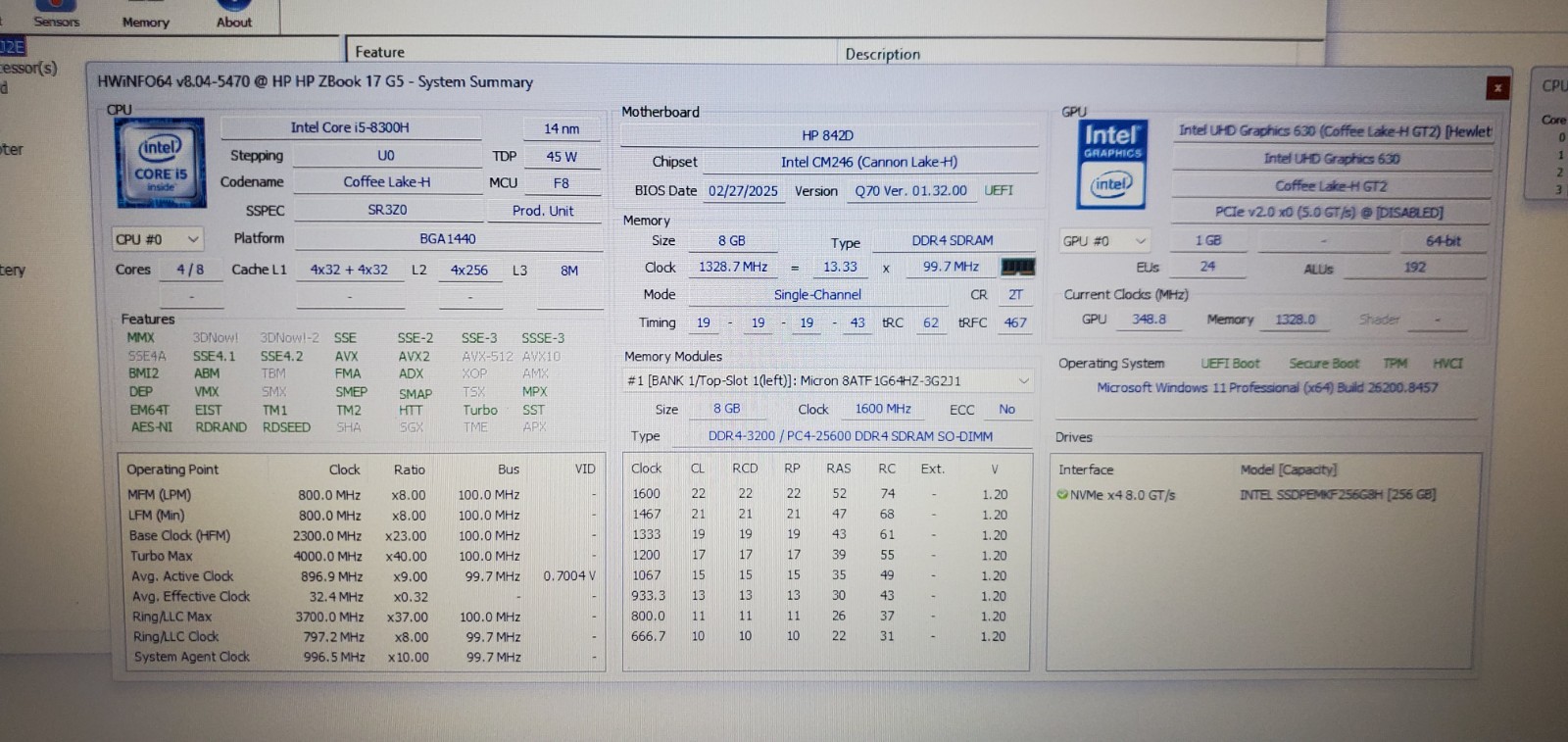 HP ZBook 17 G5 Laptop Intel Core i5-8th Gen 2.3GHz 8GB RAM 256GB SSD No Bat/Char