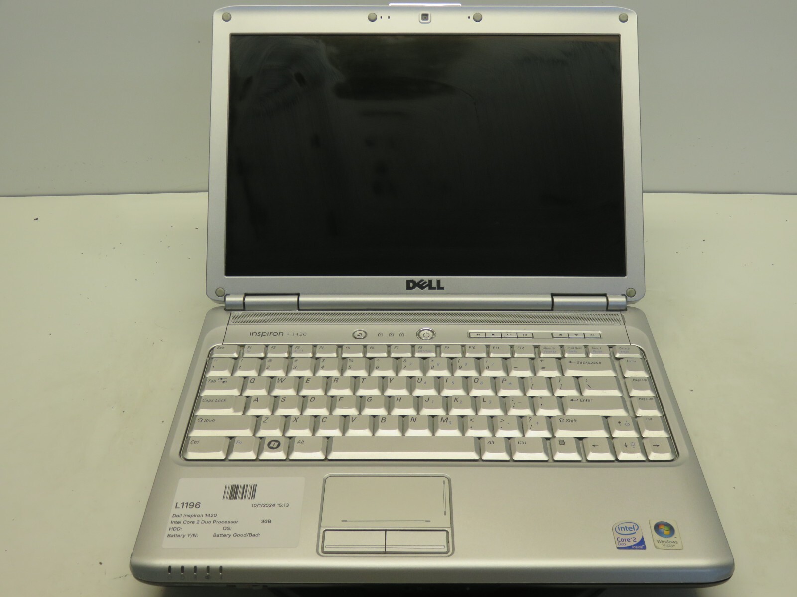 Dell Inspiron 1420 Intel Core 2 Duo Processor 1.83GHz 3GB NO HDD No Batt