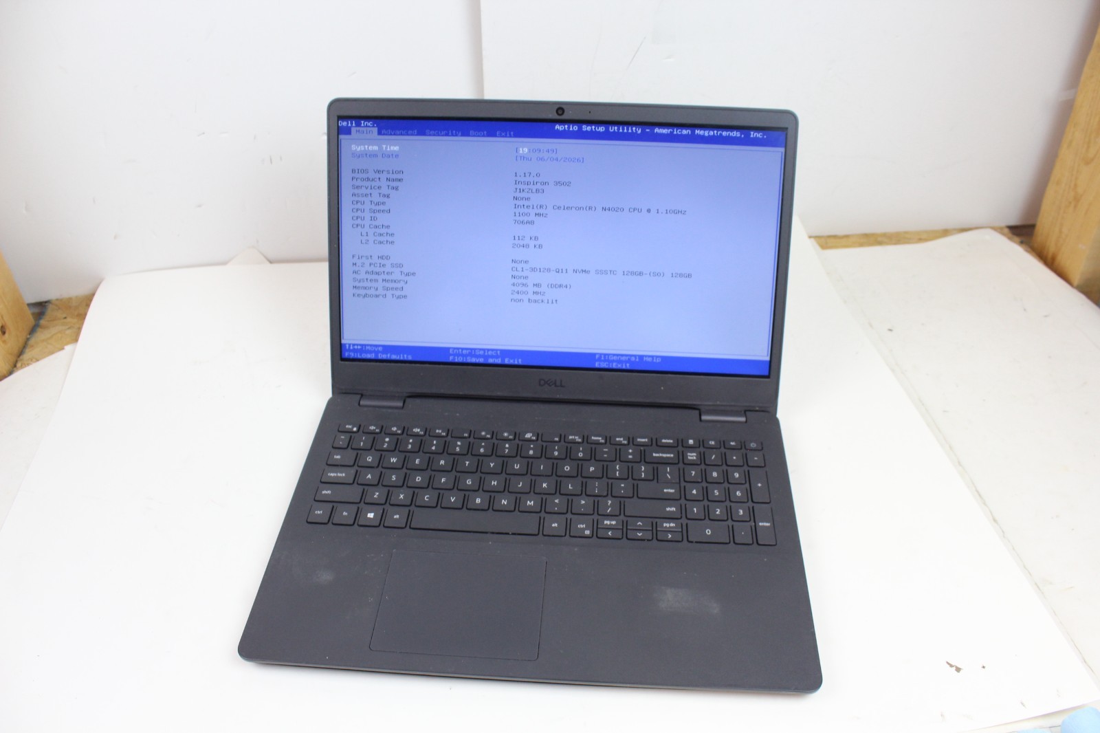 Dell Inspiron 3502 15.6″ Celeron N4020 4GB RAM 128GB SSD w/ OS NO CHARGER