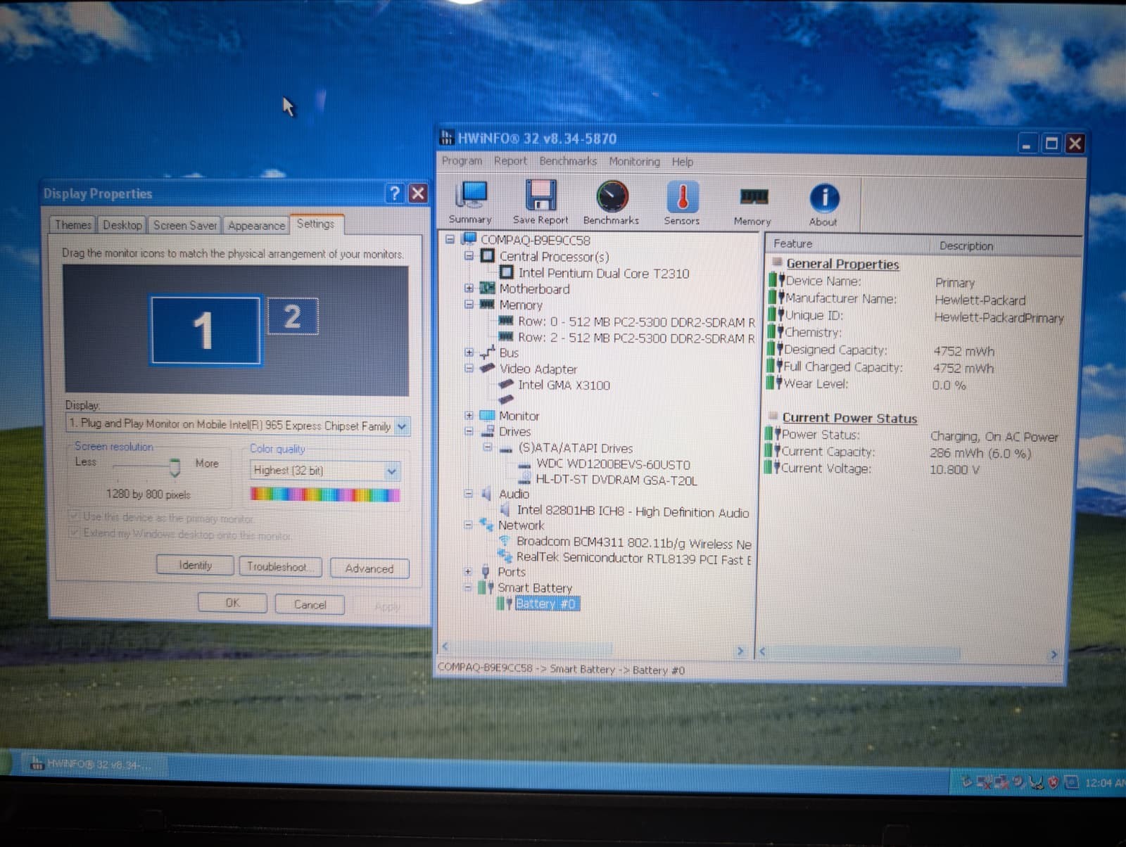 15″ Compaq Presario C700 | Pentium T2310 1GB RAM 120GB HD | Win XP 32-Bit | DVD