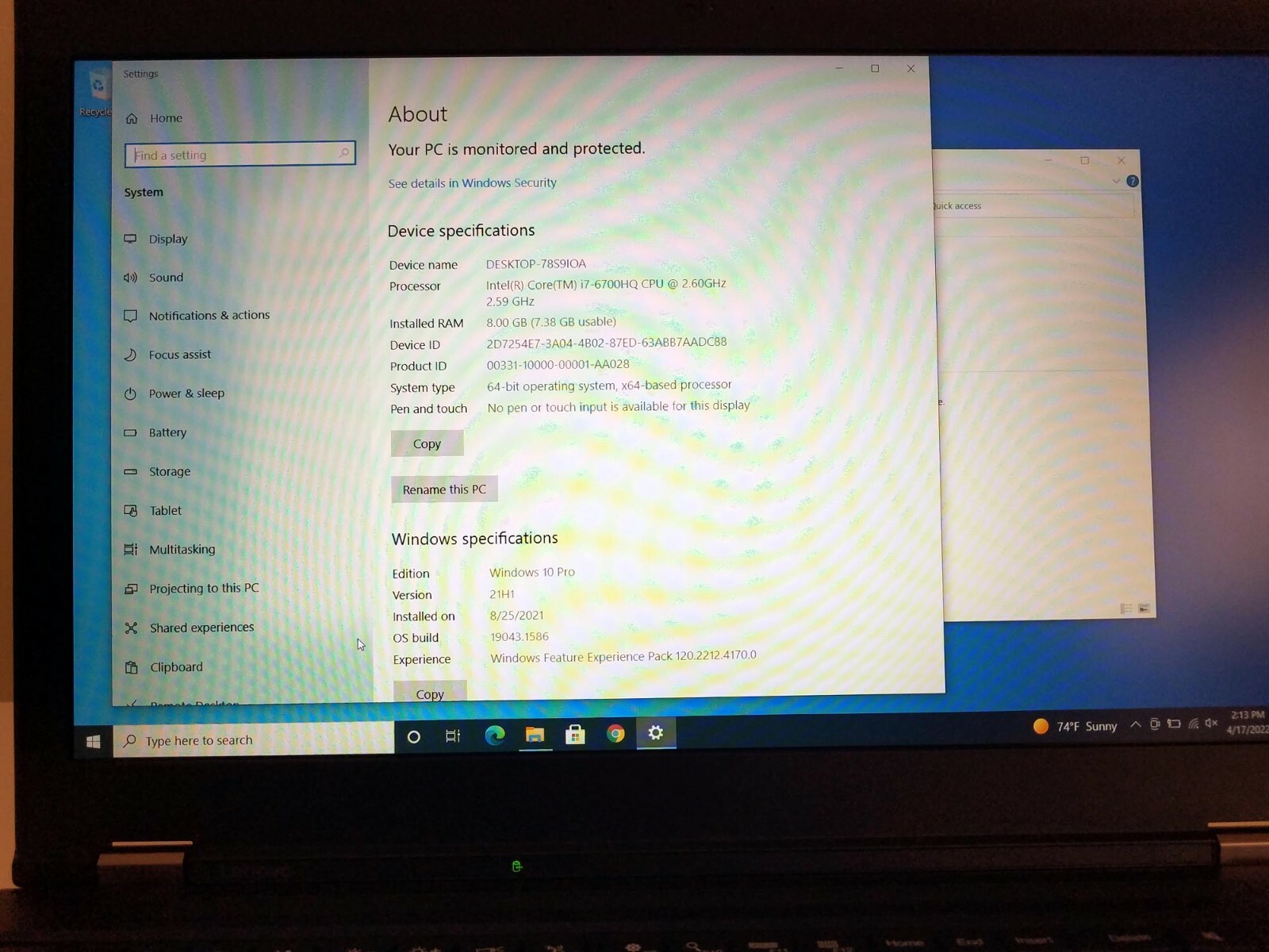 LENOVO THINKPAD P50.  Used. i7-6700HQ CPU, Win 10 Pro, 500gb HDD, 8GB, 