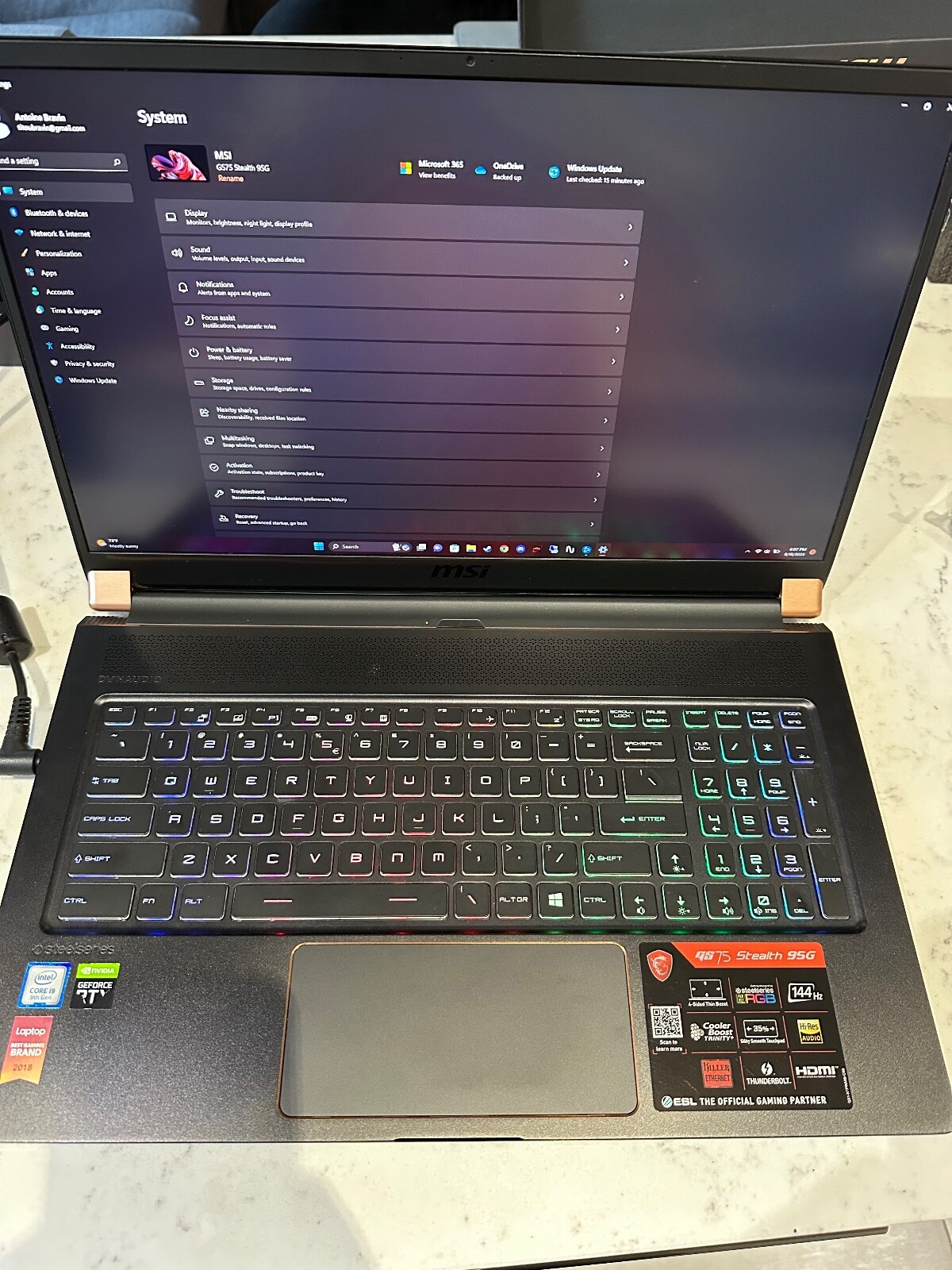 MSI GS75 Stealth-479 17.3″ Gaming Notebook – Intel i9 2.3Ghz – 32gb – 2080 Max-Q