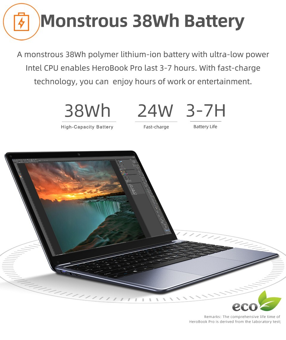 HeroBook Pro 14.1″ FHD Display 8GB RAM 256GB SSD Intel Celeorn N4020 Laptop