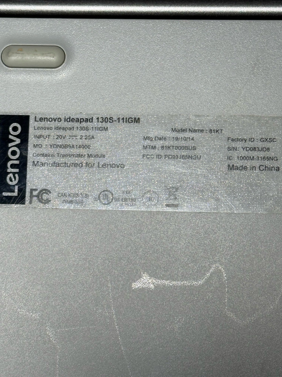 Lenovo Ideapad 130S-11IGM – Good Working Condition – Wiped and Ready to Go!
