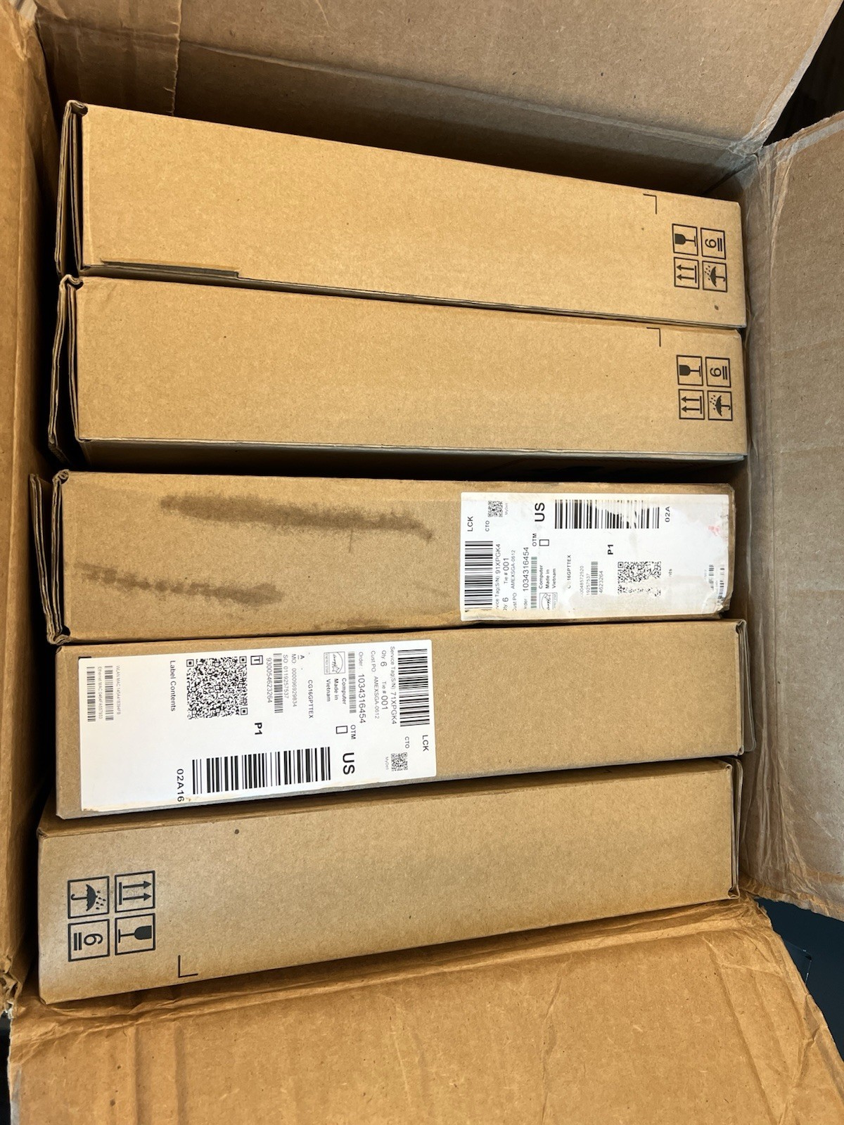 Lot 5 Dell Laptop Shipping Box – Empty Box – Includes Insert And Bag