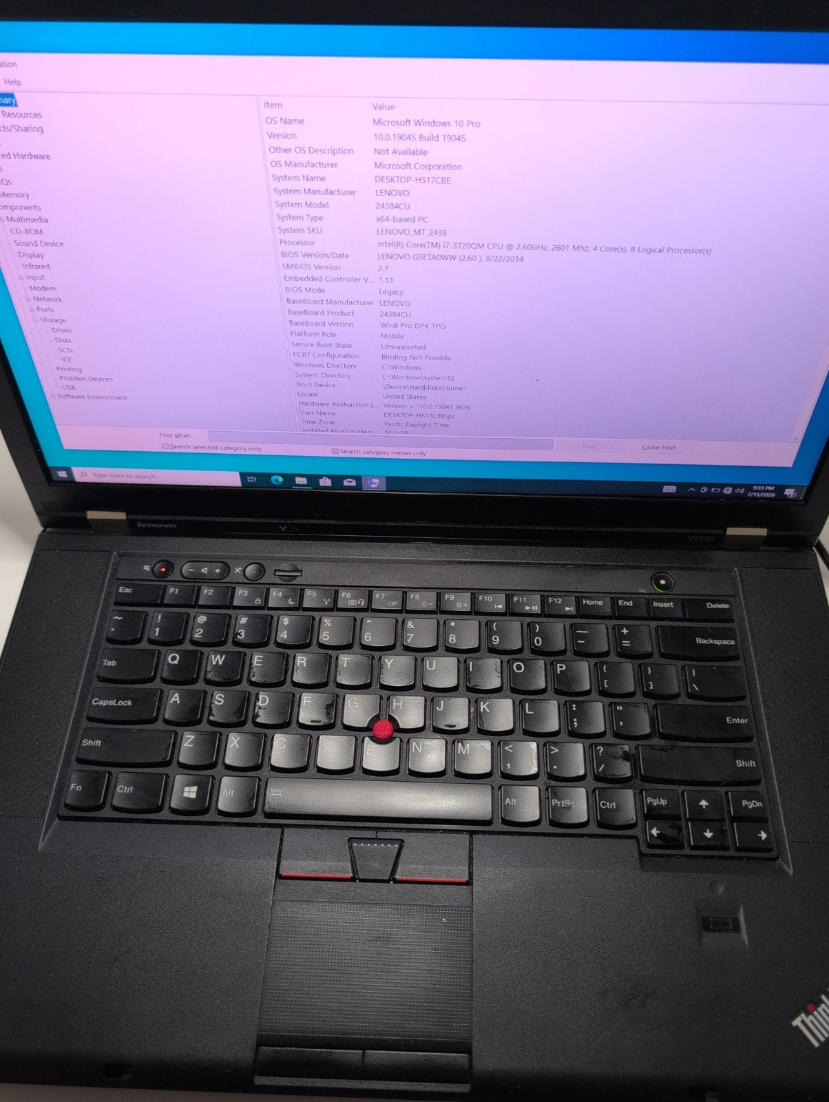 Lenovo Thinkpad W530 i7-3720QM 2.7GHz 16GB RAM 256GB SSD WIN10 Read