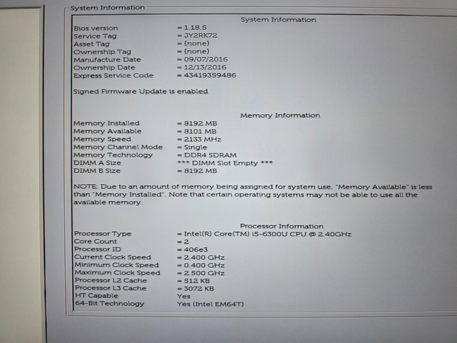 Dell Latitude E7470 14 FHD i5-6300U 8GB RAM Laptop No Battery No OS Charger Incl