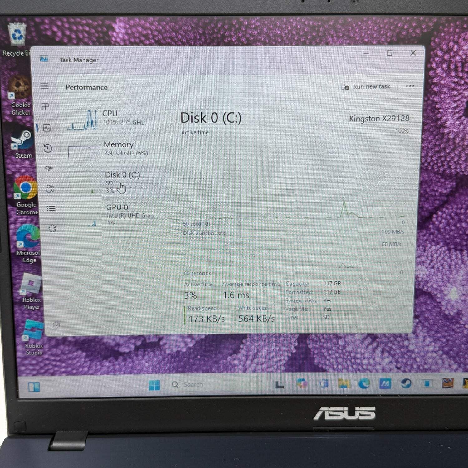 Asus Vivobook Go 15 L510M Pentium Silver N5030 1.1GHz 4GB RAM 128GB SD