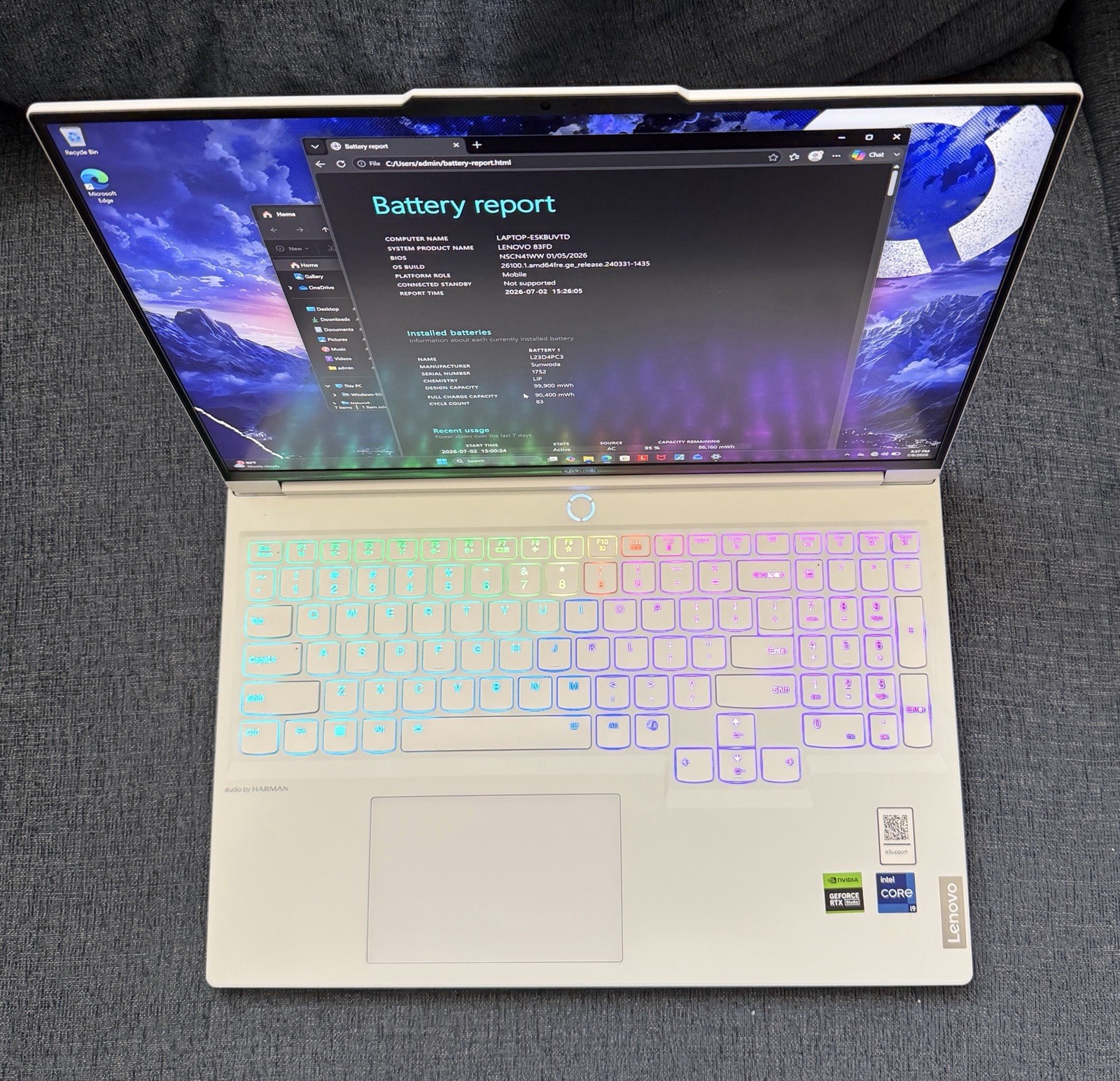 Lenovo Legion 7i Gen 9 i9-14900HX 32GB RAM 1TB SSD RTX 4070 Gaming Laptop