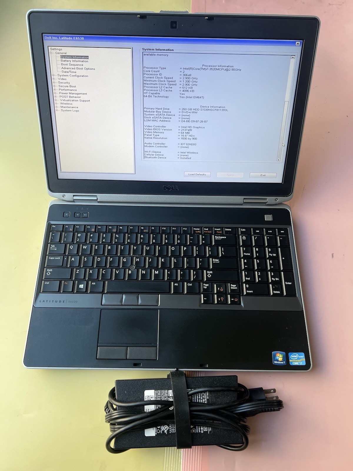 Dell Latitude E6530 Core i7-3520M 8GB RAM 0GB HD BACKLIT BLUETOOTH HDMI 1600X90