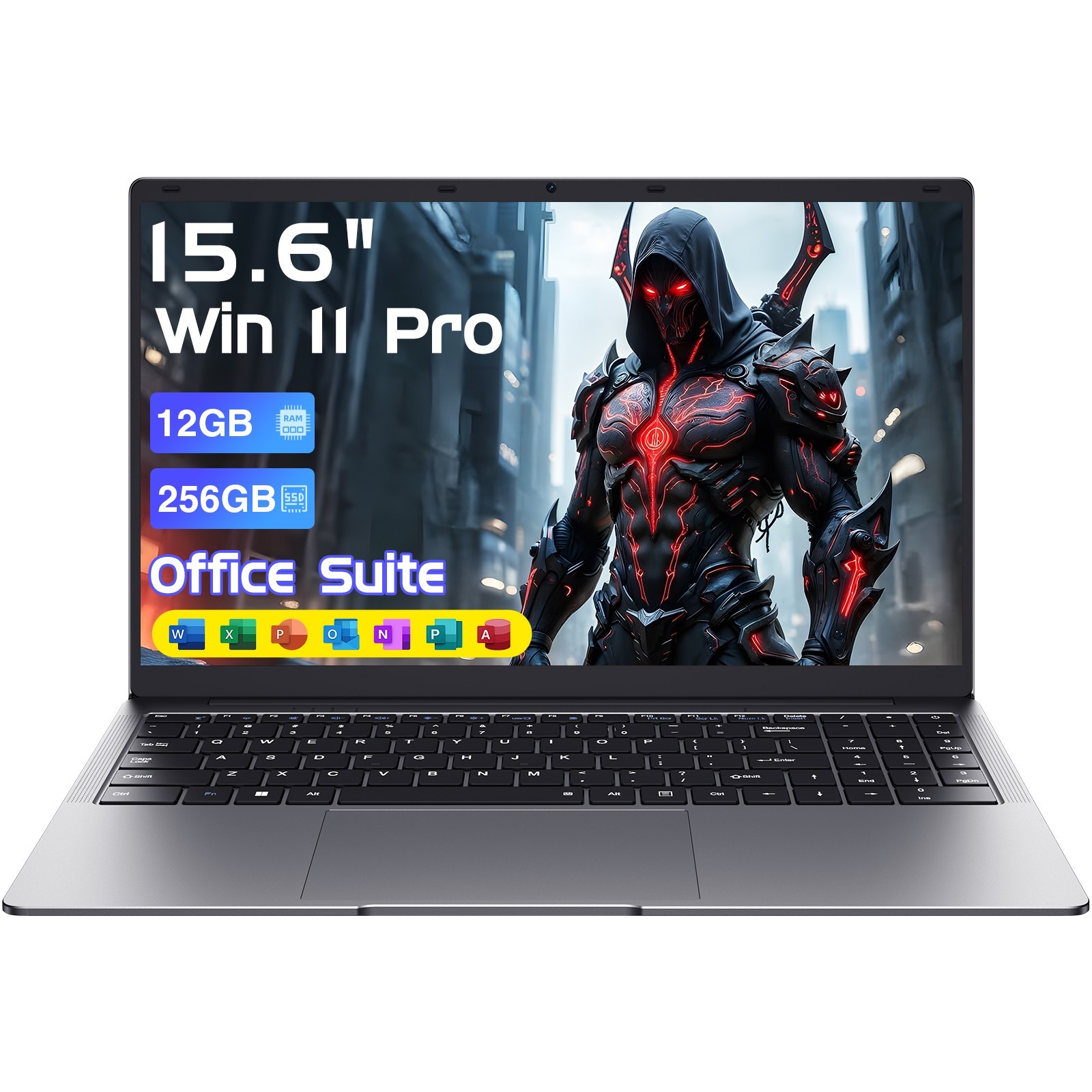 15.6″ Laptop PC 12G RAM 256GB SSD,Windows 11 Pro,Intel Celeron N4000,MS Office